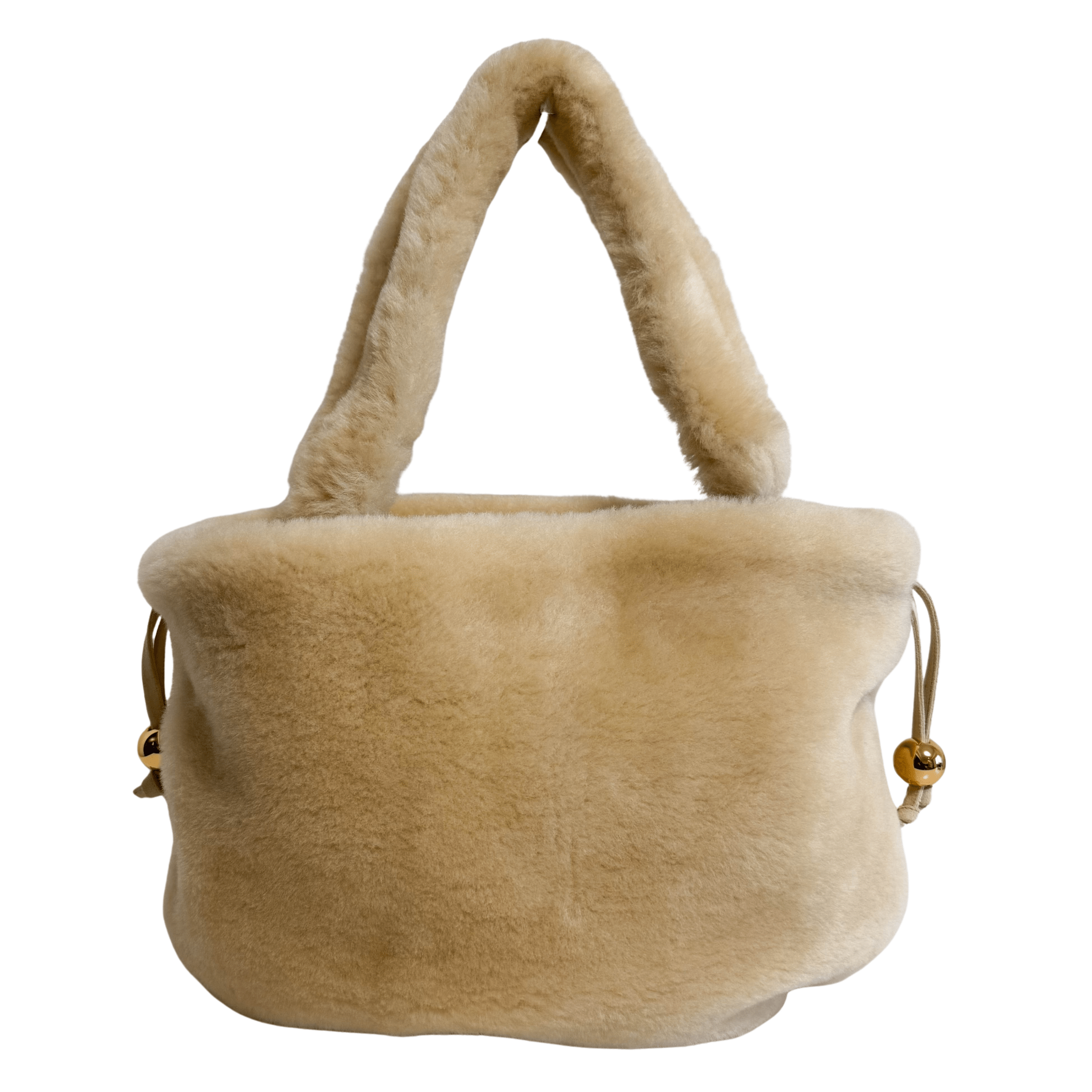 BOTTEGA VENETA Shearling Drop Bag in Porridge & Gold, in , Sold by HIVE PRELOVED - Shoulder Bags, ,