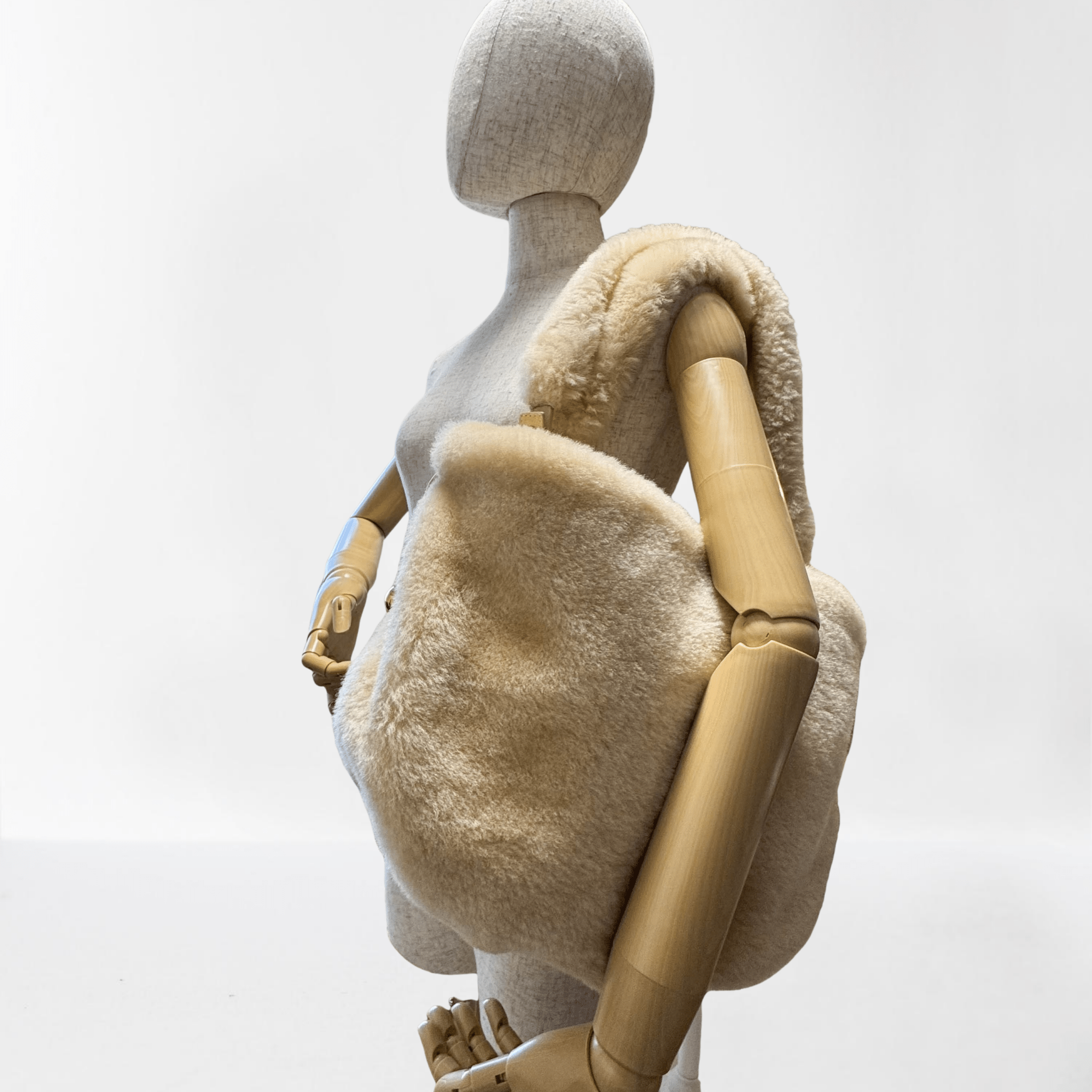 BOTTEGA VENETA Shearling Drop Bag in Porridge & Gold, in , Sold by HIVE PRELOVED - Shoulder Bags, ,