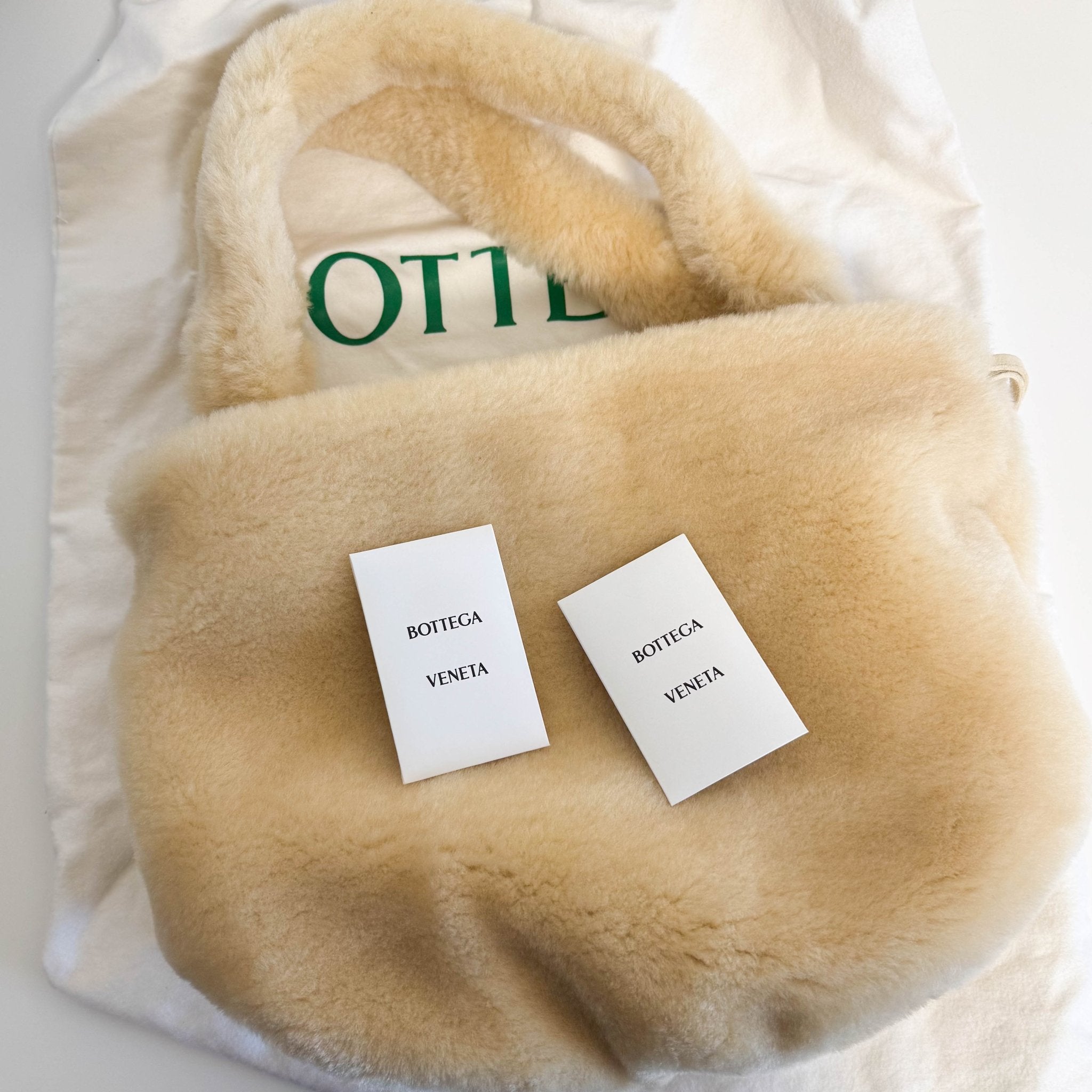 BOTTEGA VENETA Shearling Drop Bag in Porridge & Gold, in , Sold by HIVE PRELOVED - Shoulder Bags, ,