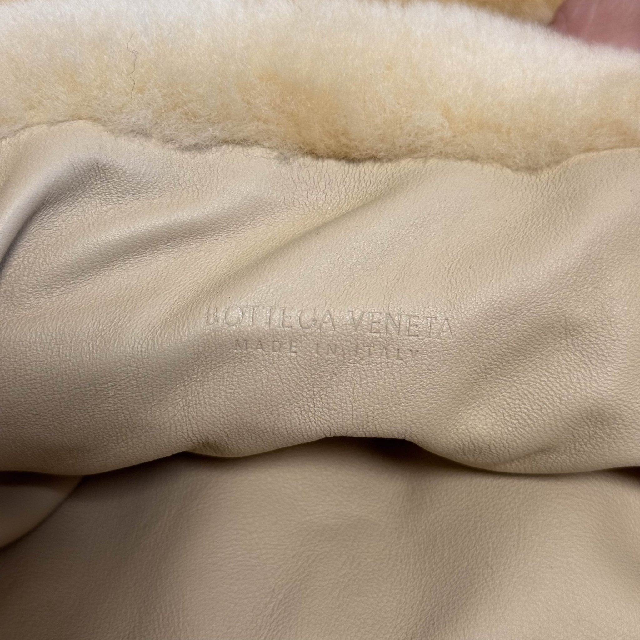 BOTTEGA VENETA Shearling Drop Bag in Porridge & Gold, in , Sold by HIVE PRELOVED - Shoulder Bags, ,