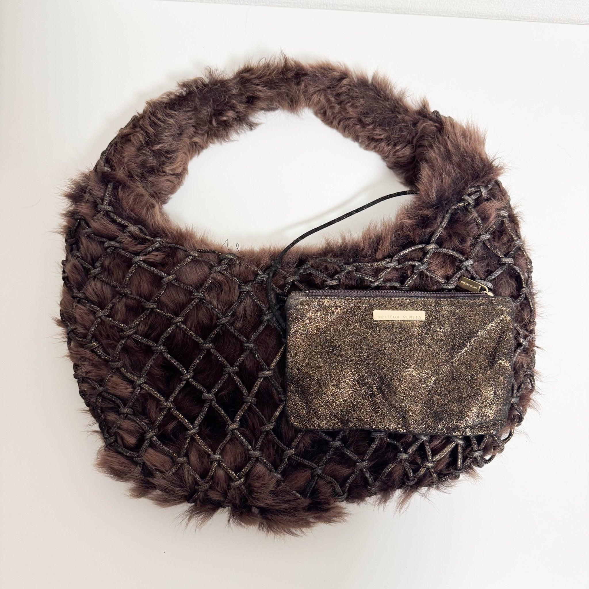 BOTTEGA VENETA Veneta Brown Fur Hobo Shoulder Bag, in , Sold by HIVE PRELOVED - Shoulder Bags, ,