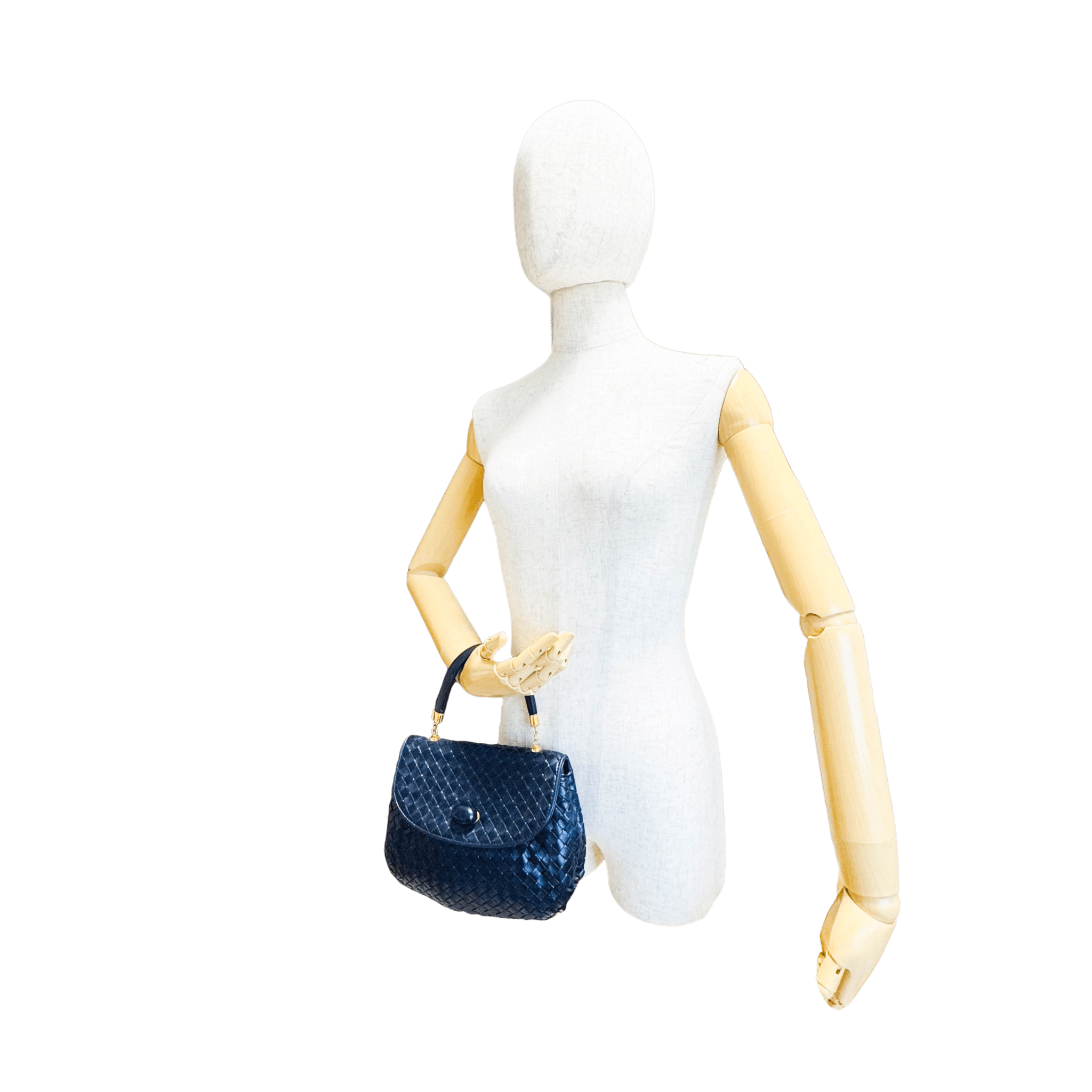 BOTTEGA VENETA Vintage Intrecciato Metalic Navy Leather Handbag, in , Sold by HIVE PRELOVED - Handle Bags, ,