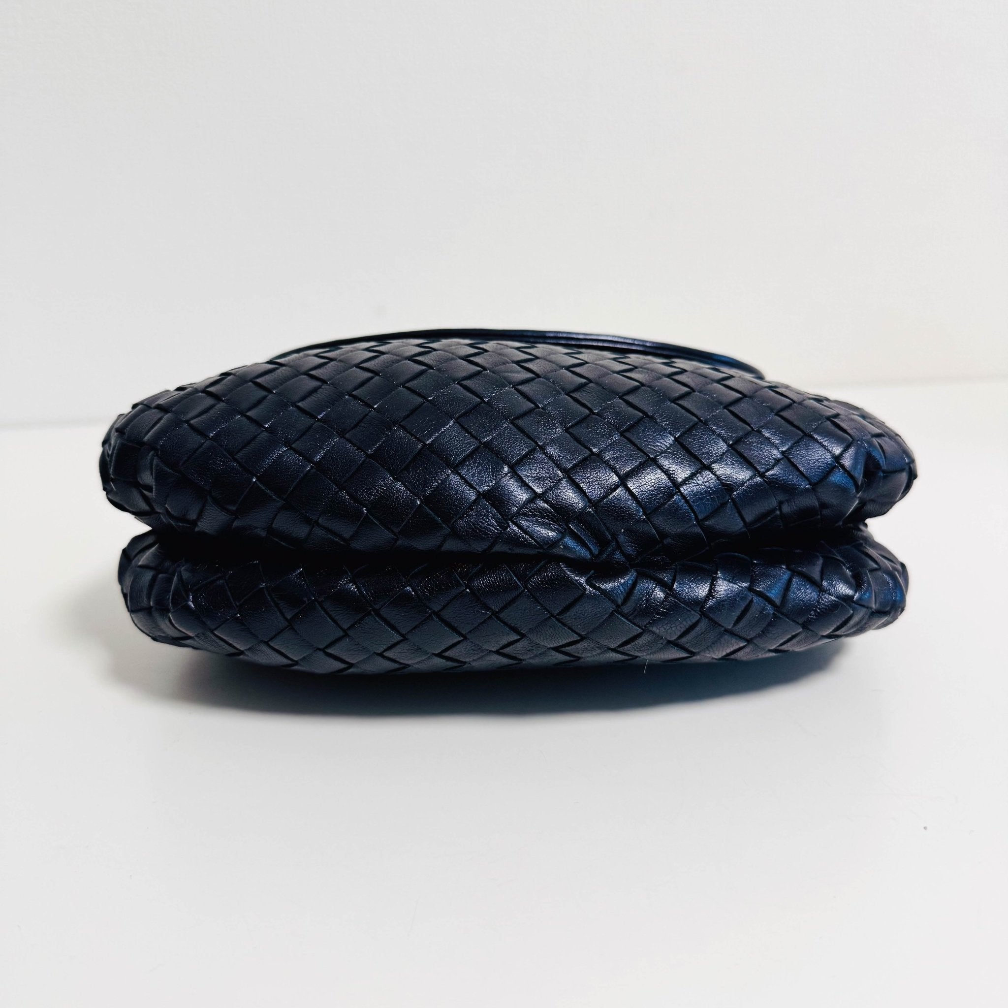 BOTTEGA VENETA Vintage Intrecciato Metalic Navy Leather Handbag, in , Sold by HIVE PRELOVED - Handle Bags, ,