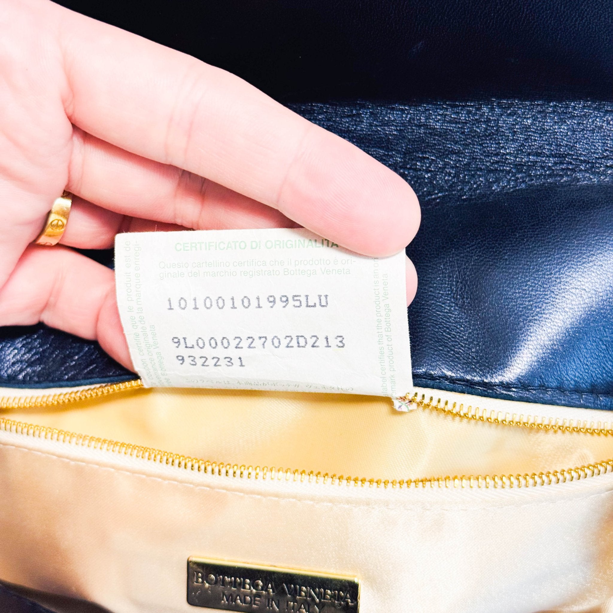 BOTTEGA VENETA Vintage Intrecciato Metalic Navy Leather Handbag, in , Sold by HIVE PRELOVED - Handle Bags, ,