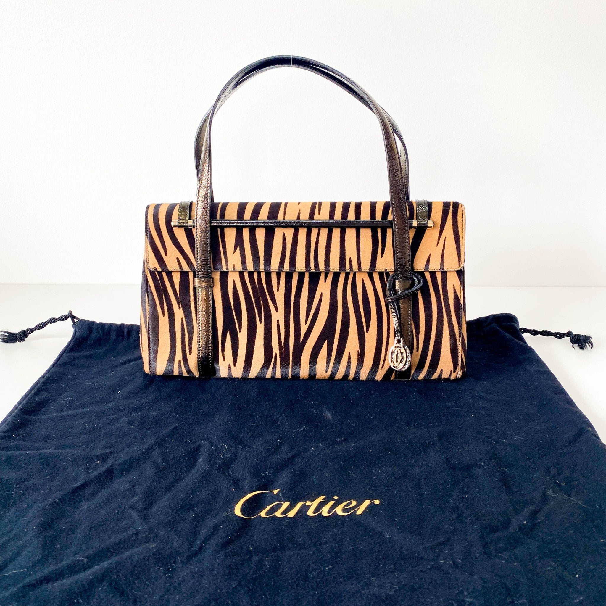 CARTIER Brown Zebra Printed Pony Hair Shoulder Bag, in , Sold by HIVE PRELOVED - Shoulder Bags, ,