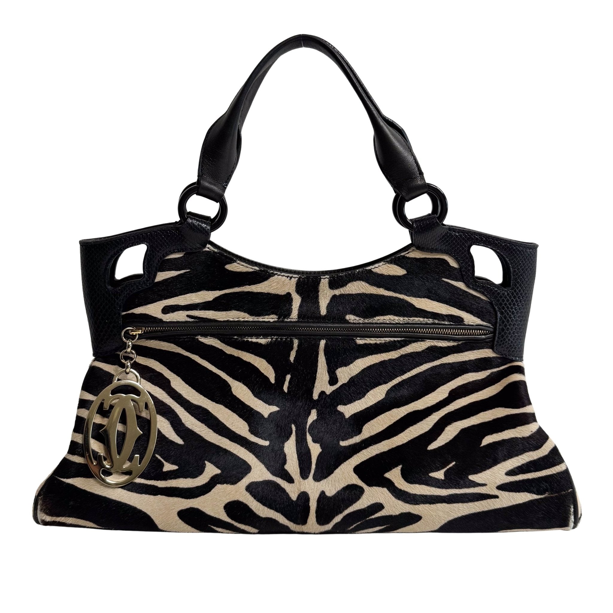 CARTIER Marcello de Cartier Beige/Black Zebra Print Pony Hair, in , Sold by HIVE PRELOVED - Handle Bags, ,