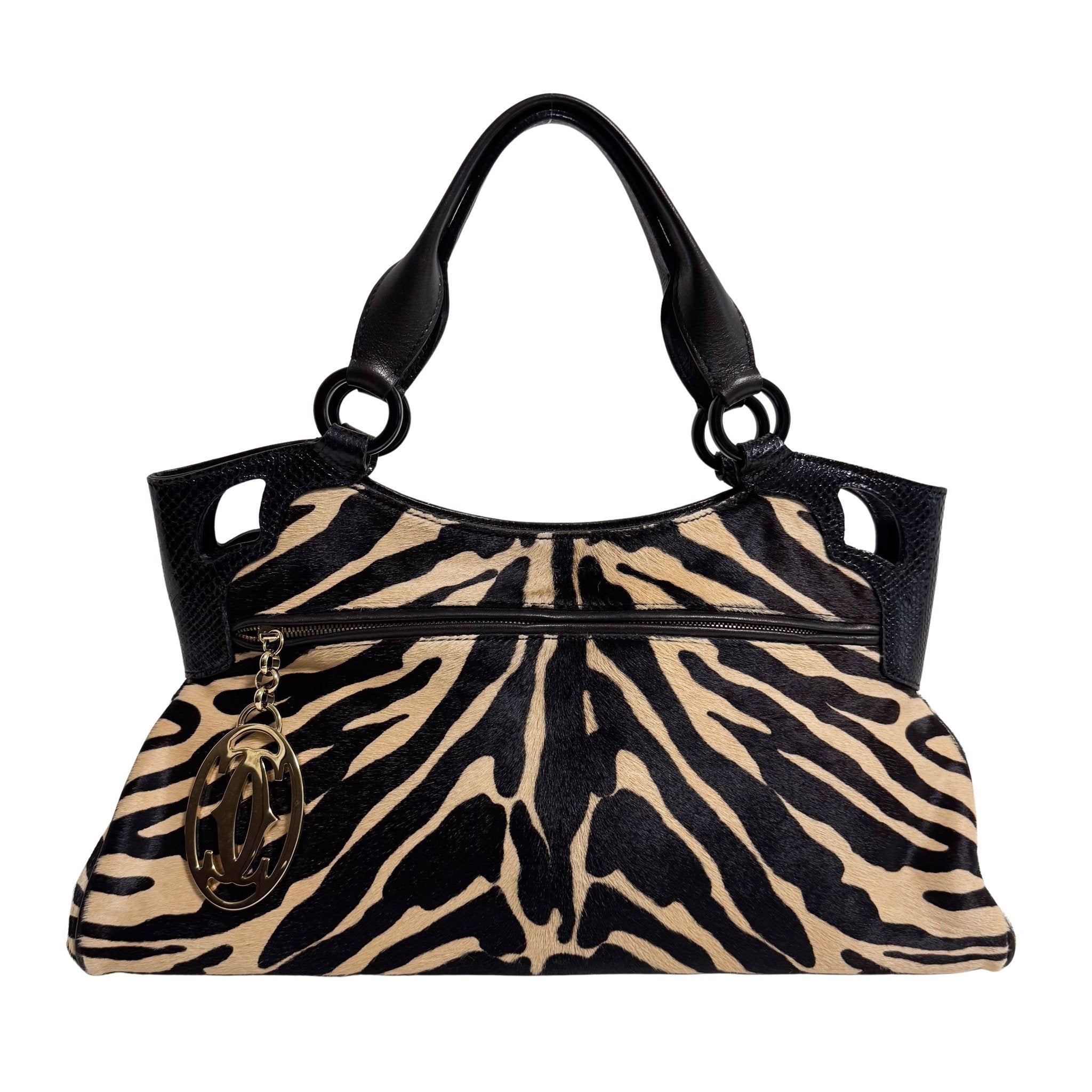 CARTIER Marcello de Cartier Beige/Black Zebra Print Pony Hair, in , Sold by HIVE PRELOVED - Handle Bags, ,