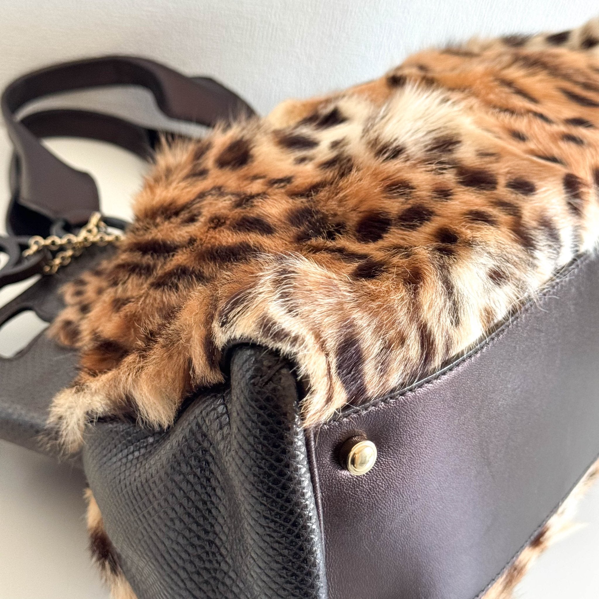 CARTIER Marcello Leopard Print Fur / Leather Shoulder Tote Handbag, in , Sold by HIVE PRELOVED - Shoulder Bags, Totes,