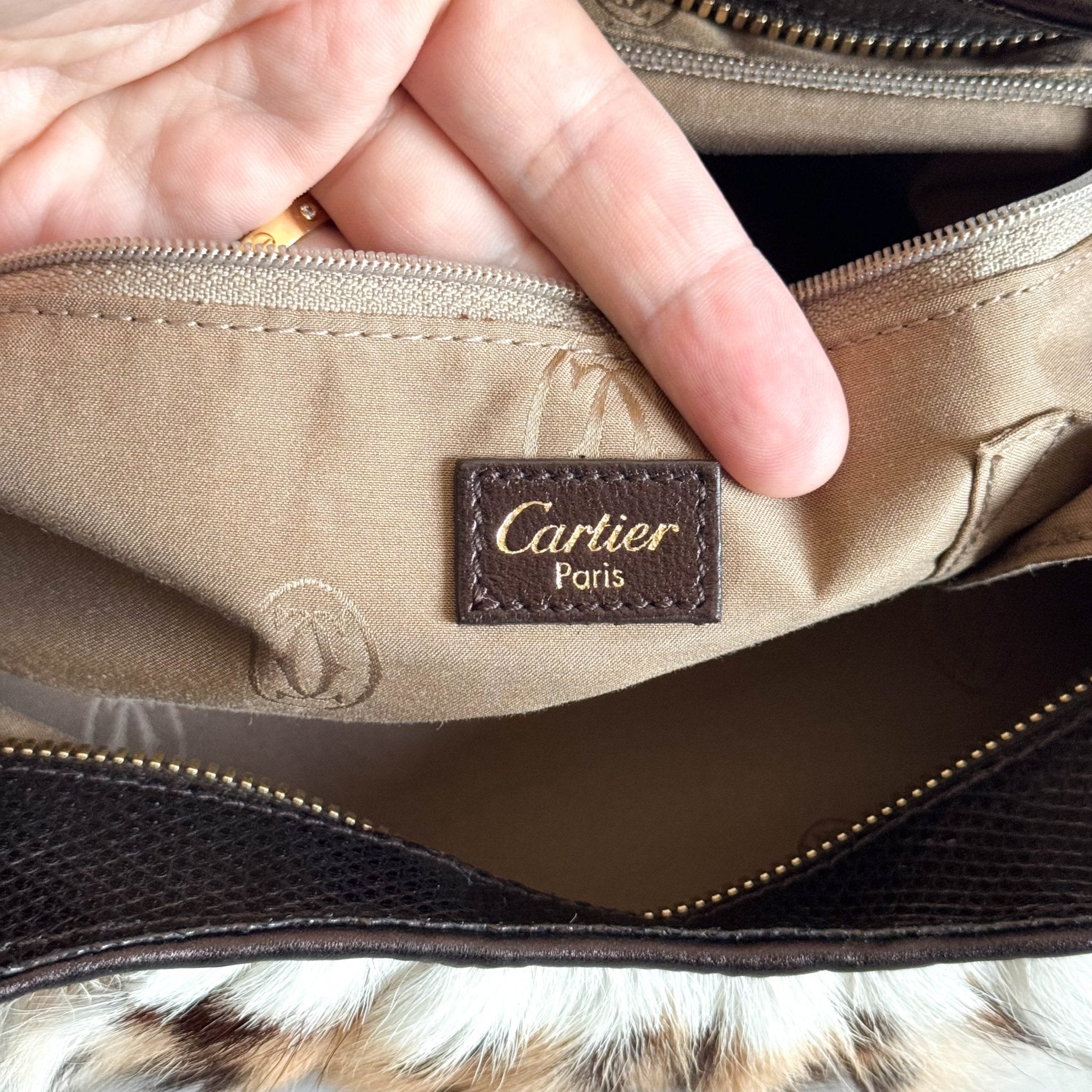 CARTIER Marcello Leopard Print Fur / Leather Shoulder Tote Handbag, in , Sold by HIVE PRELOVED - Shoulder Bags, Totes,