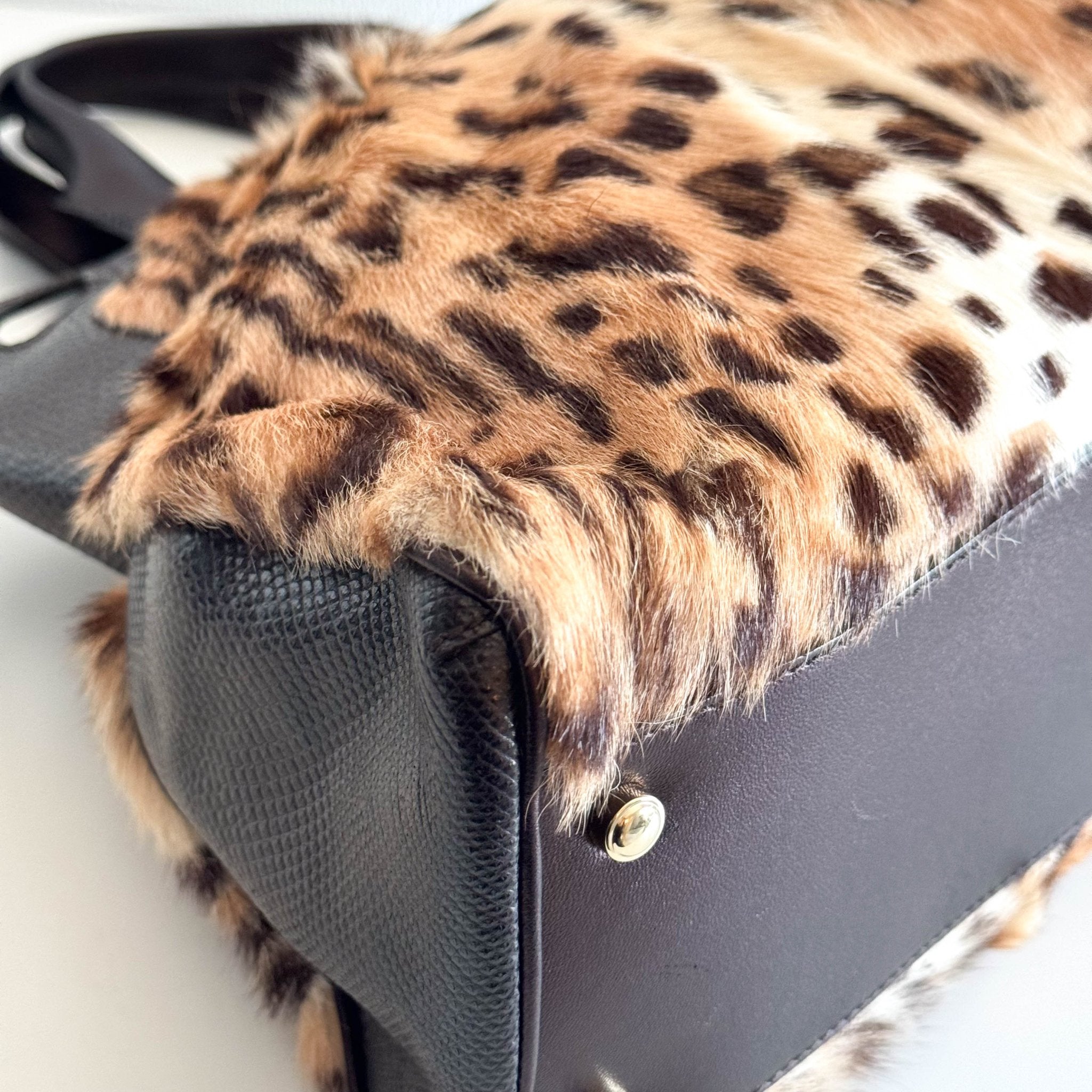 CARTIER Marcello Leopard Print Fur / Leather Shoulder Tote Handbag, in , Sold by HIVE PRELOVED - Shoulder Bags, Totes,