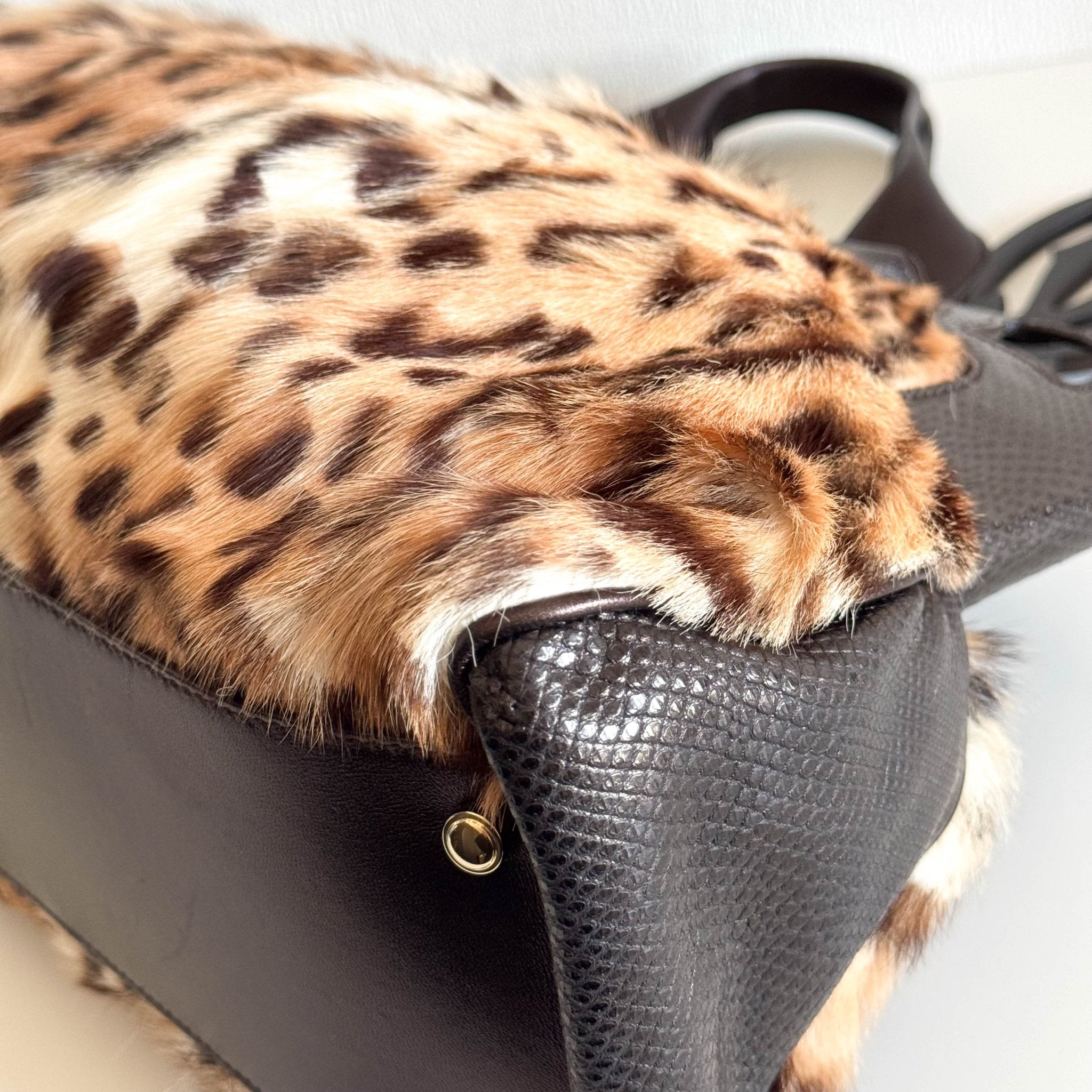 CARTIER Marcello Leopard Print Fur / Leather Shoulder Tote Handbag, in , Sold by HIVE PRELOVED - Shoulder Bags, Totes,