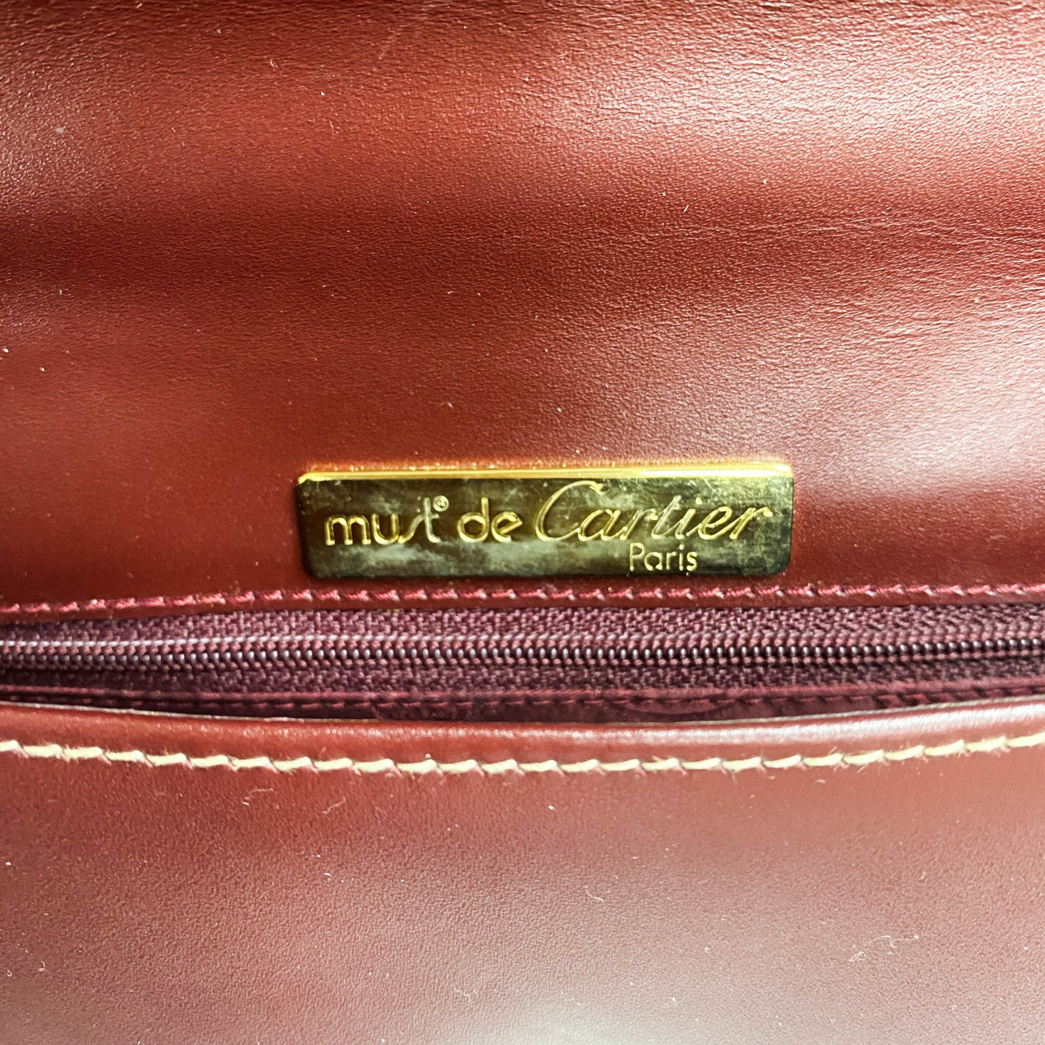 CARTIER Must Line Burgundy Leather Clutch / Shoulder Bag, in , Sold by HIVE PRELOVED - Clutch bags, Shoulder Bags,