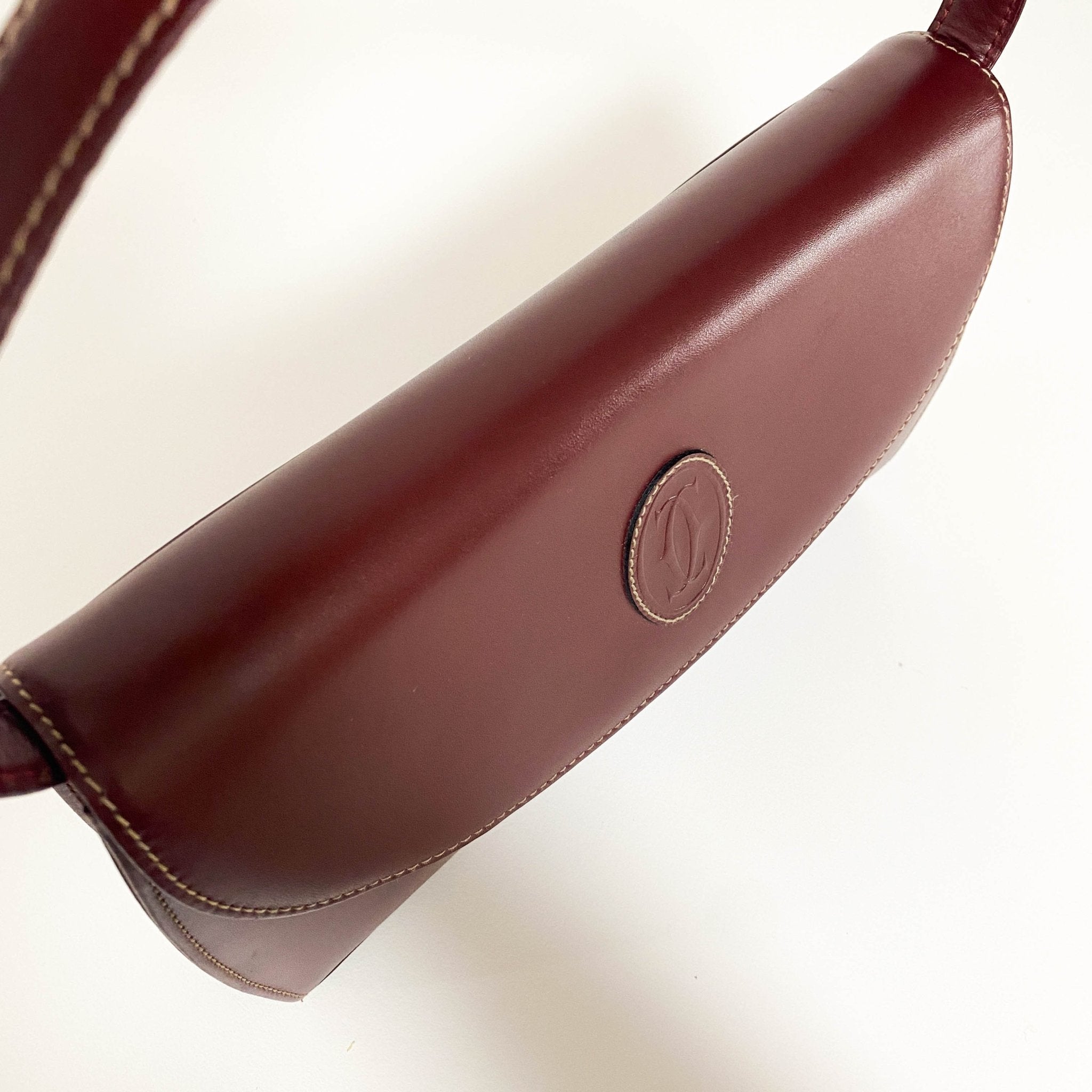 CARTIER Must Line Burgundy Leather Clutch / Shoulder Bag, in , Sold by HIVE PRELOVED - Clutch bags, Shoulder Bags,