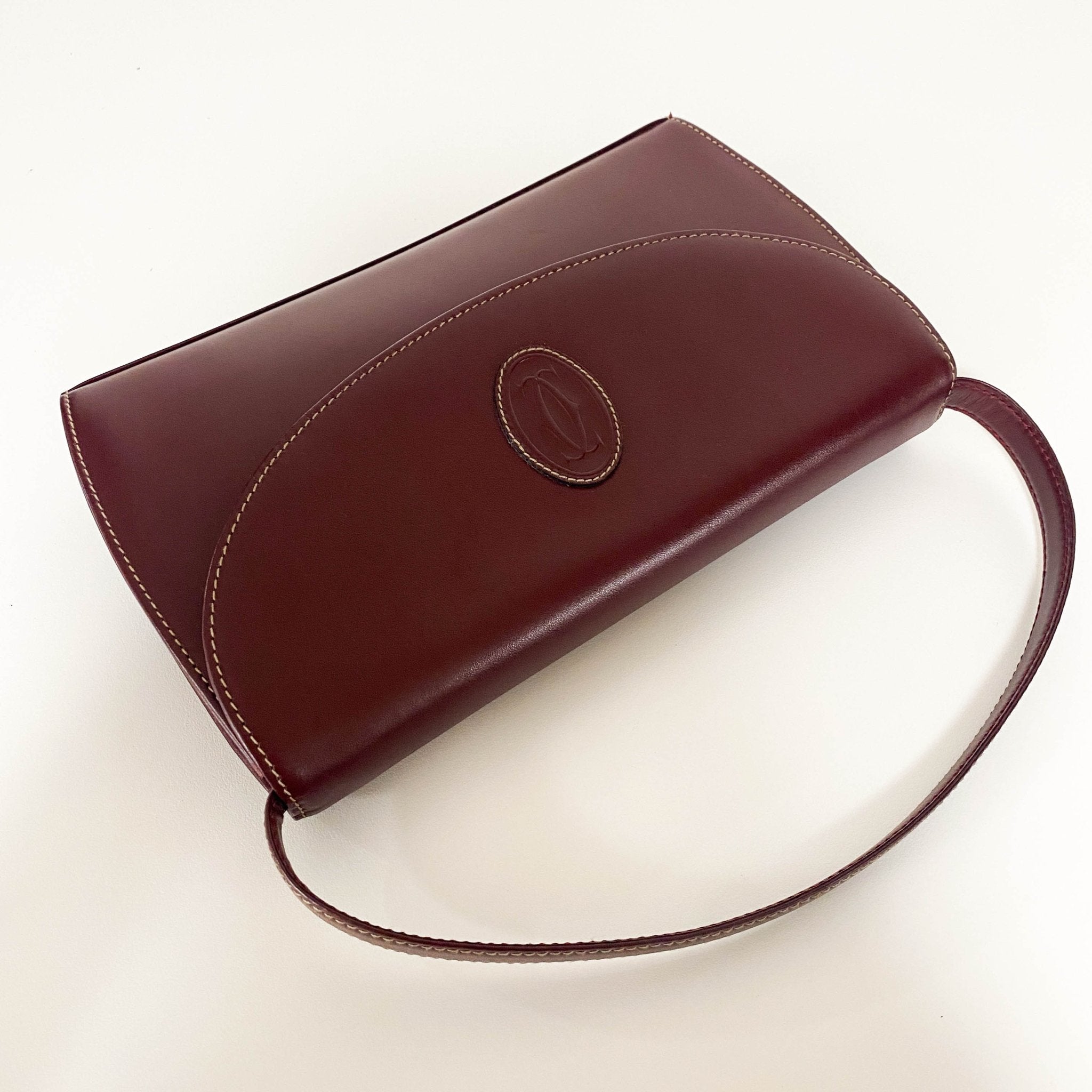 CARTIER Must Line Burgundy Leather Clutch / Shoulder Bag, in , Sold by HIVE PRELOVED - Clutch bags, Shoulder Bags,