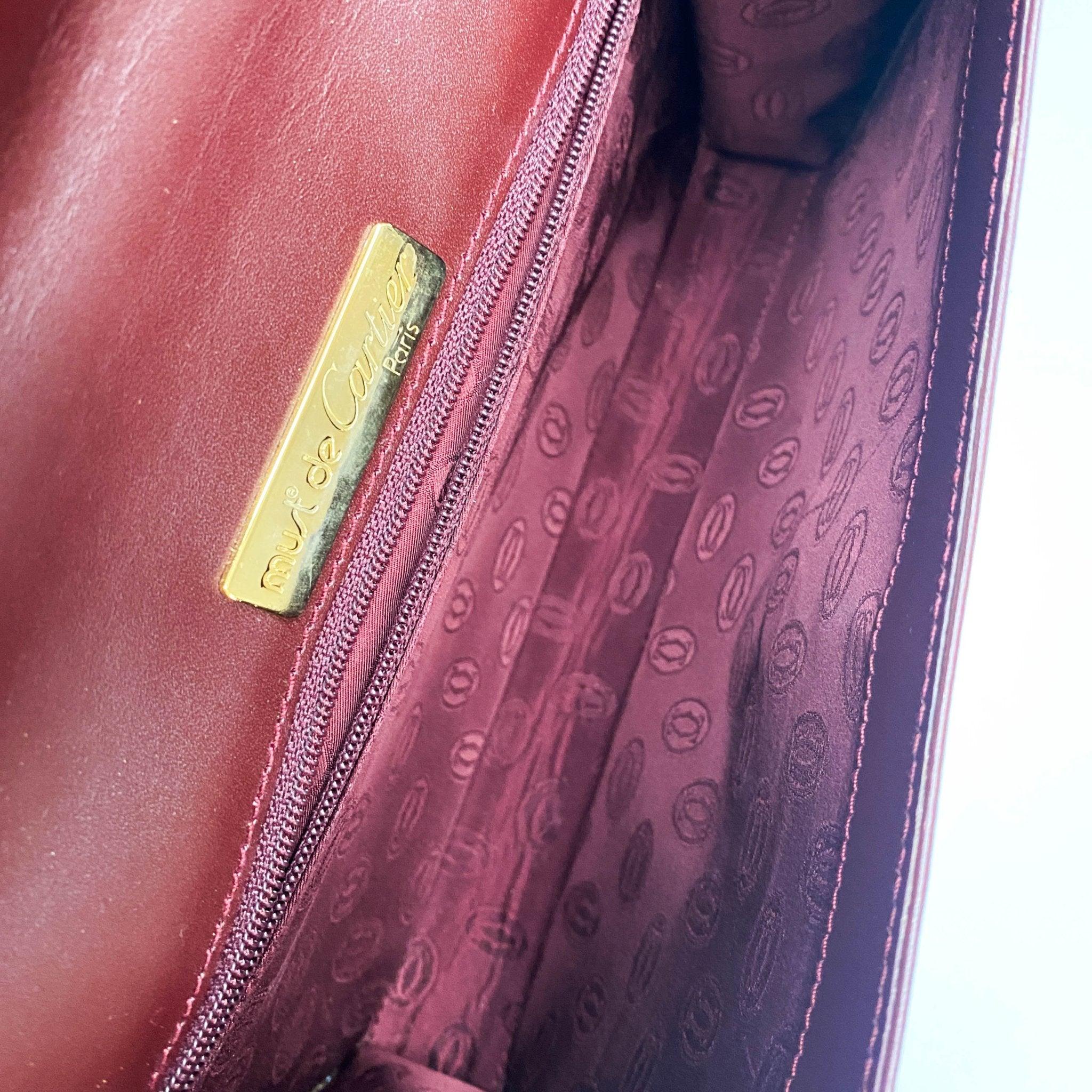 CARTIER Must Line Burgundy Leather Clutch / Shoulder Bag, in , Sold by HIVE PRELOVED - Clutch bags, Shoulder Bags,