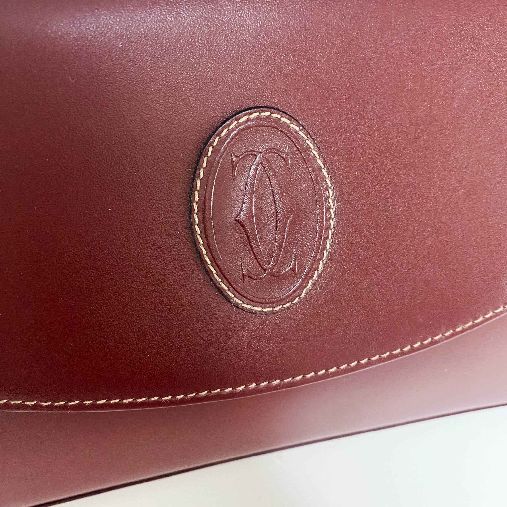 CARTIER Must Line Burgundy Leather Clutch / Shoulder Bag, in , Sold by HIVE PRELOVED - Clutch bags, Shoulder Bags,