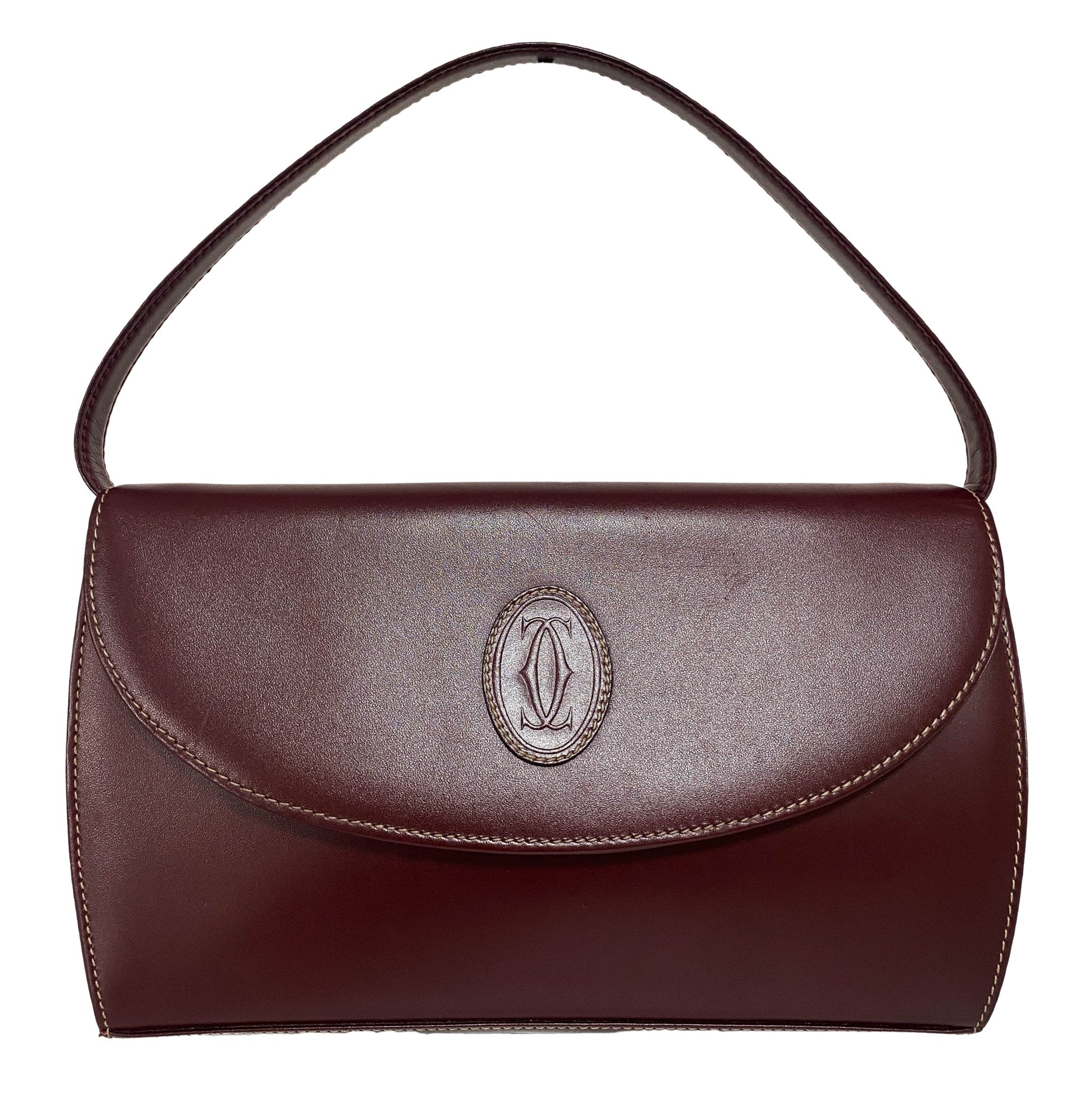 CARTIER Must Line Burgundy Leather Clutch / Shoulder Bag, in , Sold by HIVE PRELOVED - Clutch bags, Shoulder Bags,