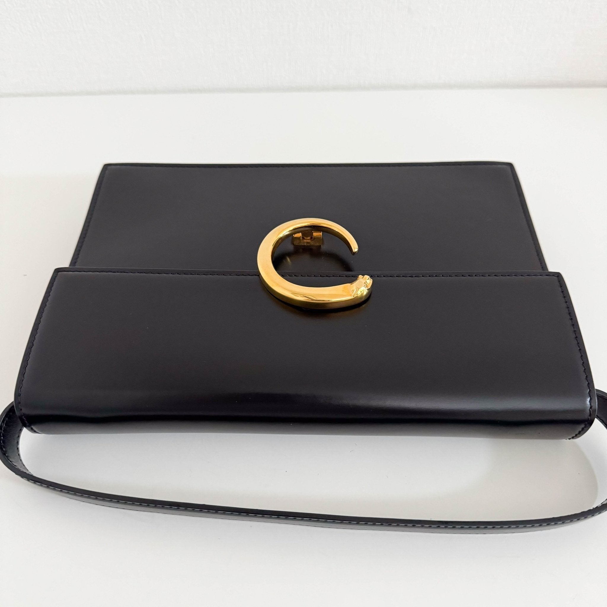 CARTIER Panthère Black Calf Leather Clutch Shoulder Bag, in , Sold by HIVE PRELOVED - Clutch bag, Crossbody bag, Shoulder Bag