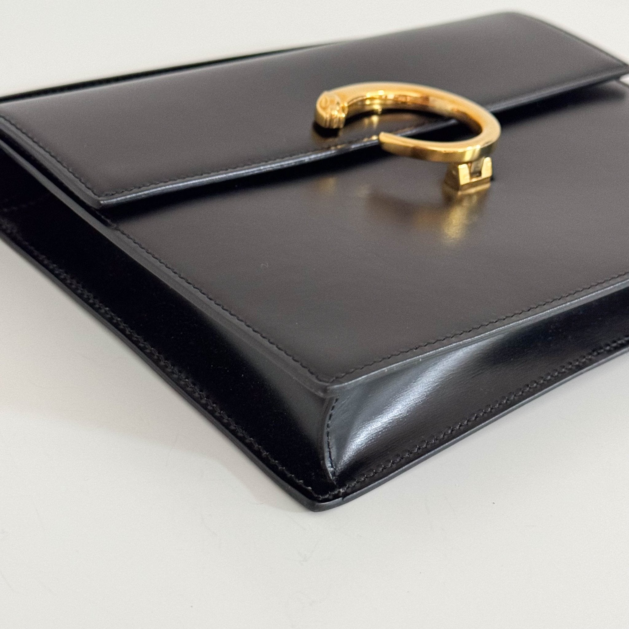 CARTIER Panthère Black Calf Leather Clutch Shoulder Bag, in , Sold by HIVE PRELOVED - Clutch bag, Crossbody bag, Shoulder Bag