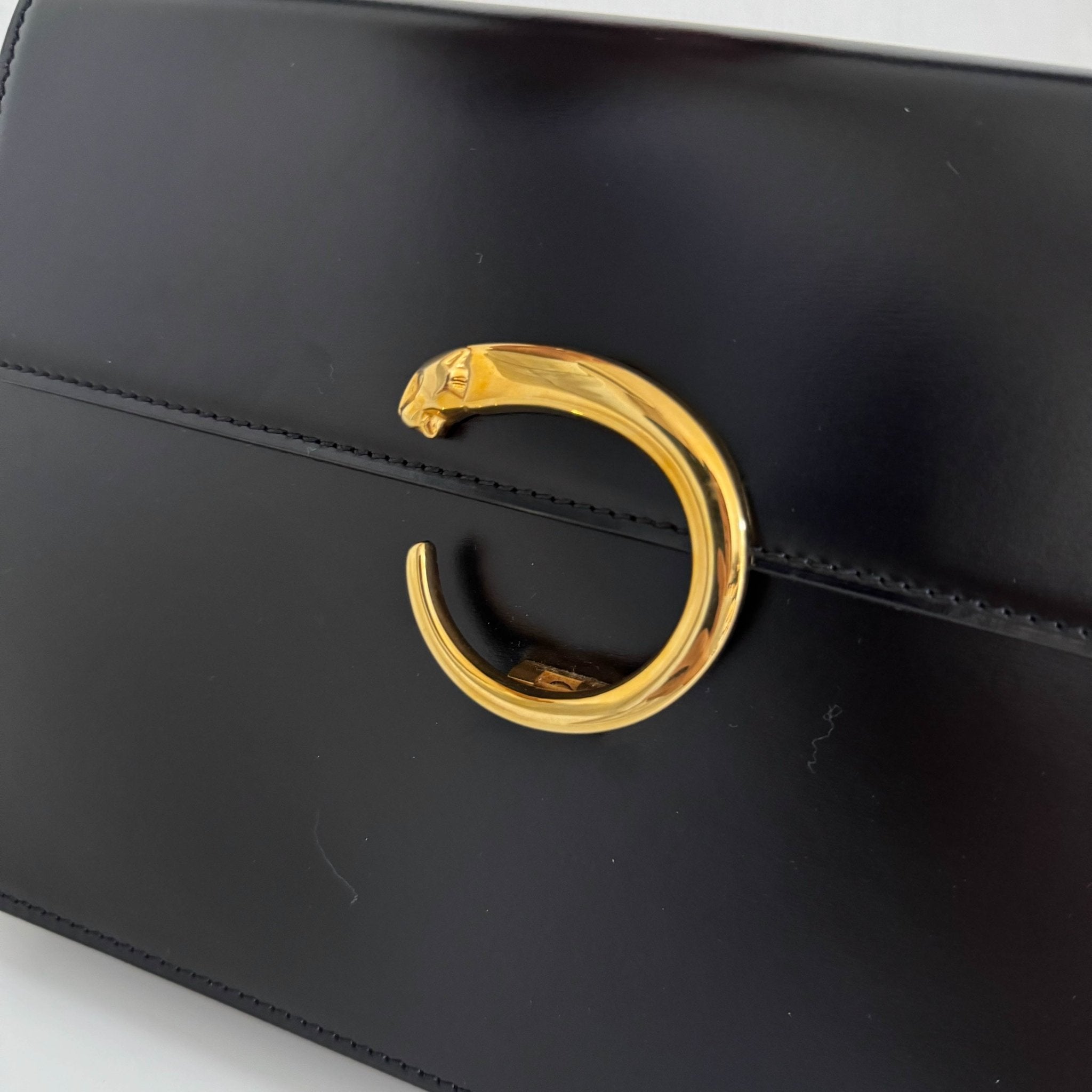 CARTIER Panthère Black Calf Leather Clutch Shoulder Bag, in , Sold by HIVE PRELOVED - Clutch bag, Crossbody bag, Shoulder Bag