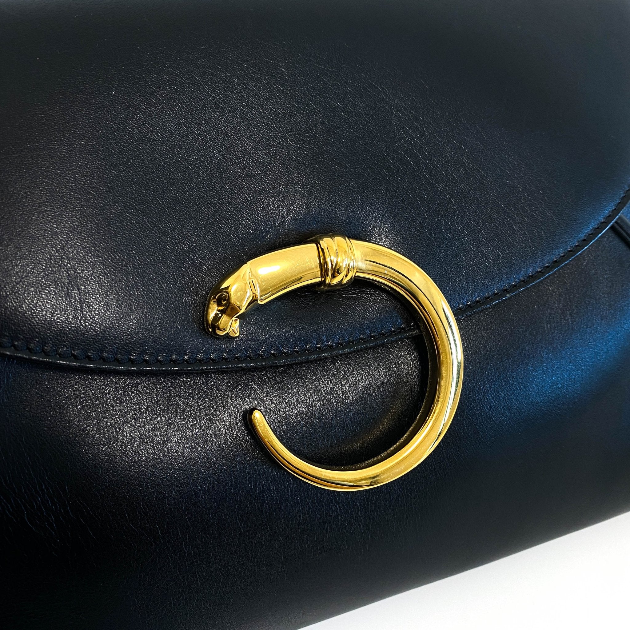 CARTIER Panthère Black Leather Envelope Flap Clutch Bag, in , Sold by HIVE PRELOVED - Clutch bags, ,