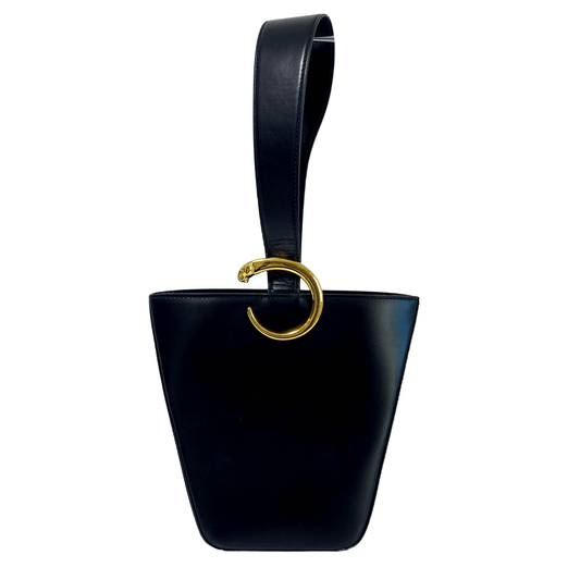 CARTIER Panthère Black Leather Handbag, in , Sold by HIVE PRELOVED - Handle Bags, ,