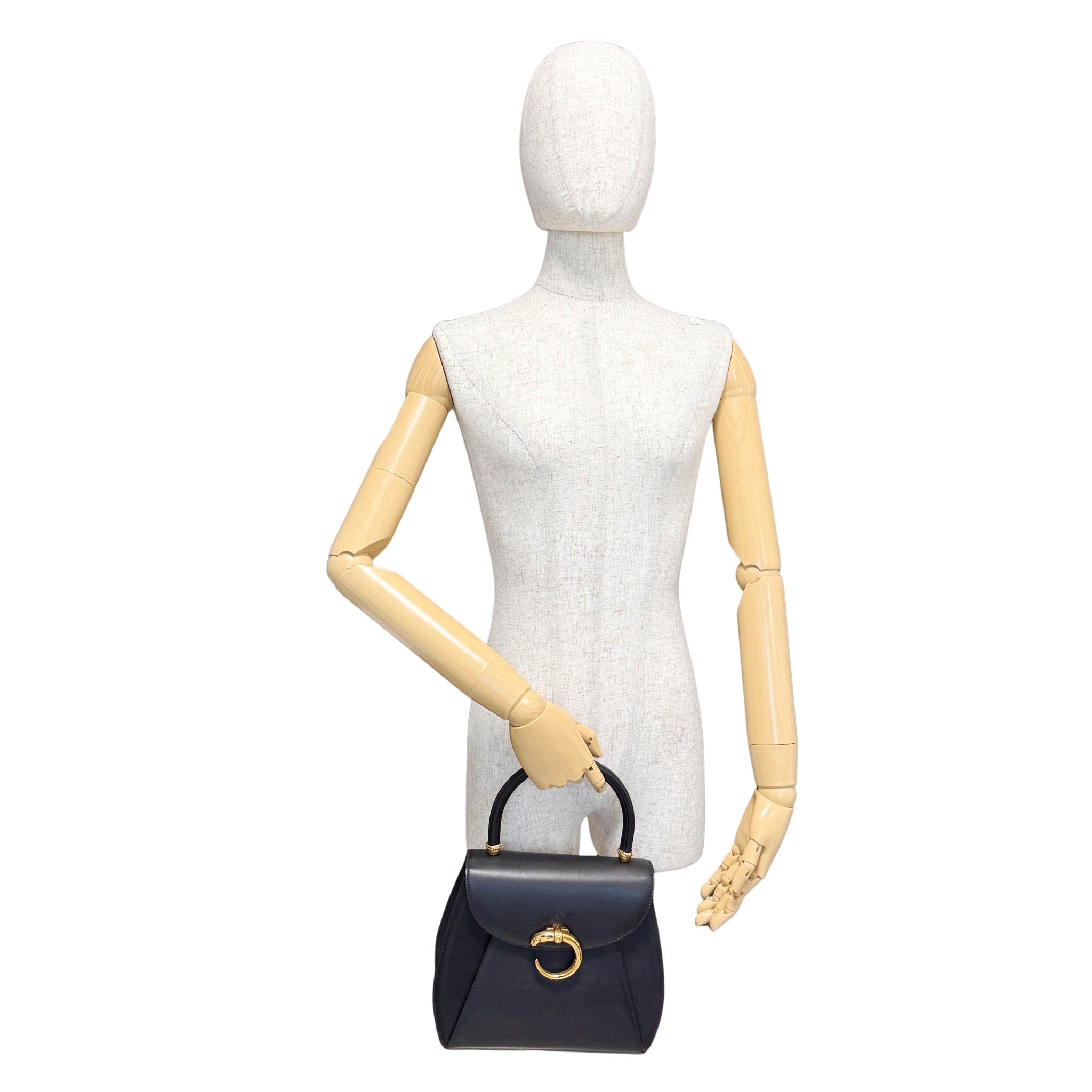 CARTIER Panthère Black Leather Top Handle Bag, in , Sold by HIVE PRELOVED - Handle Bags, ,