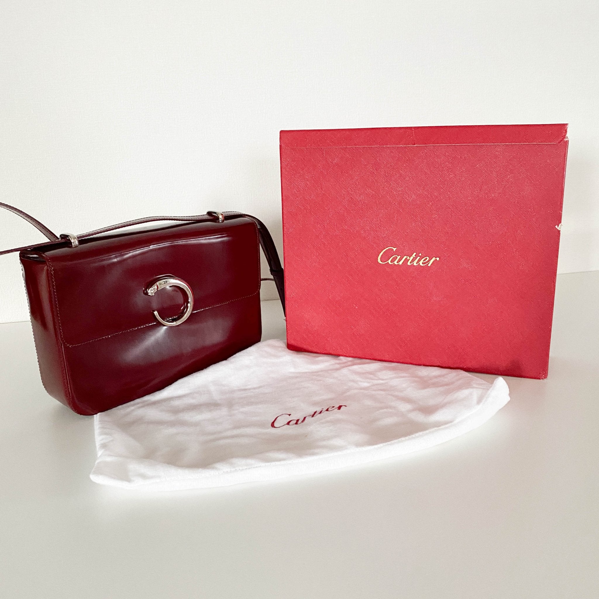 CARTIER Panthère Burgundy Leather Crossbody bag, in , Sold by HIVE PRELOVED - Crossbody bags, ,
