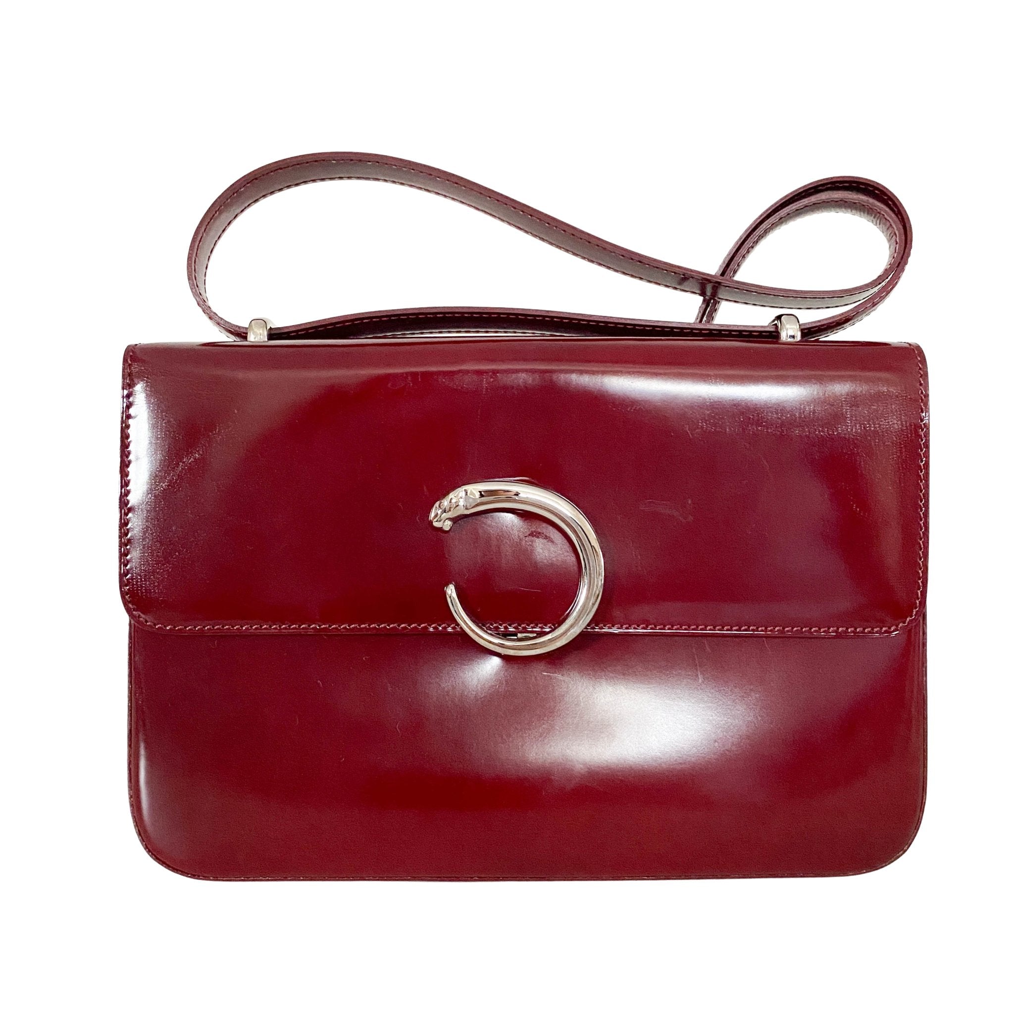 CARTIER Panthère Burgundy Leather Crossbody bag, in , Sold by HIVE PRELOVED - Crossbody bags, ,