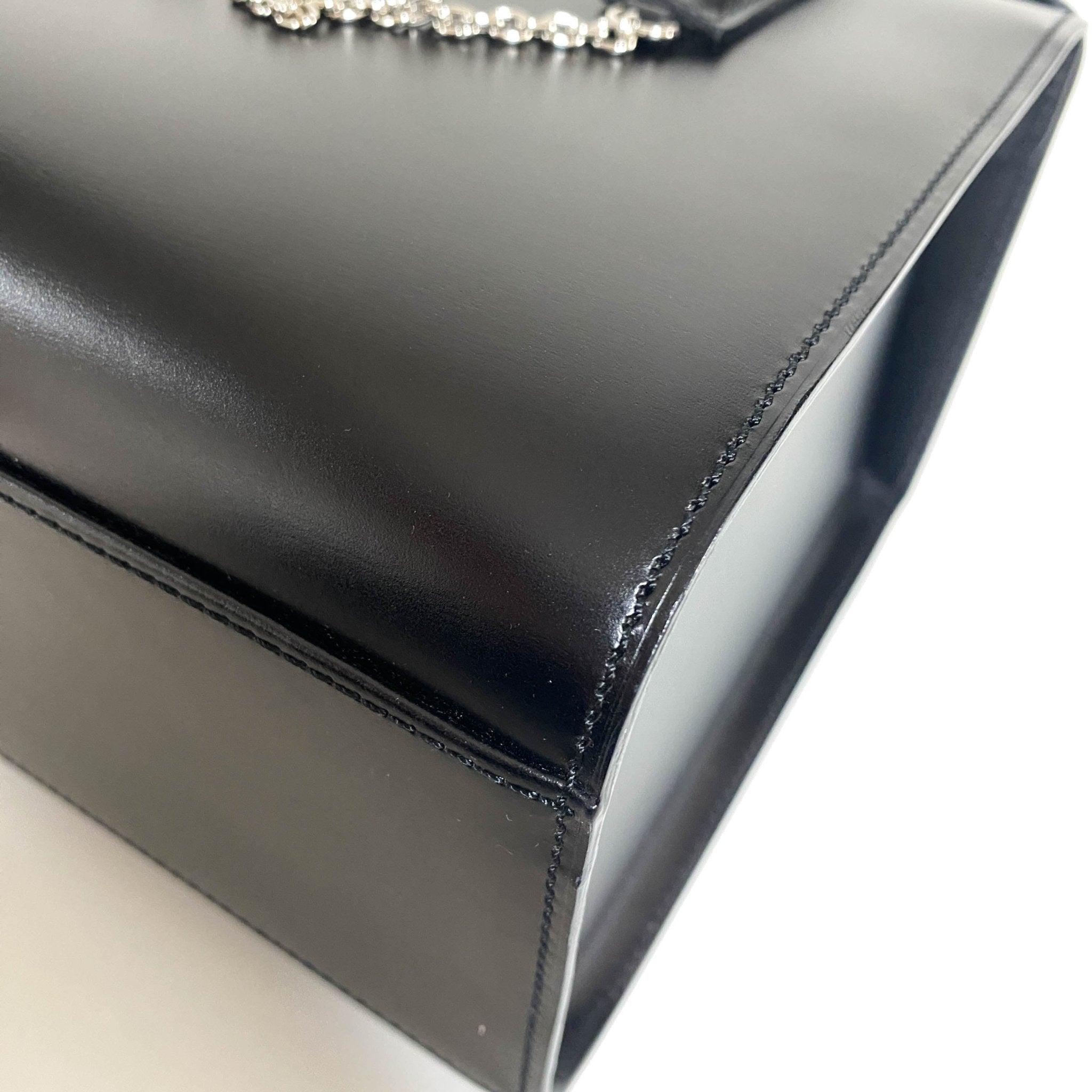 CARTIER Panthère de Cartie Black Box Calf Leather Top Handle Bag Silver Hardware, in , Sold by HIVE PRELOVED - Handle Bags, ,