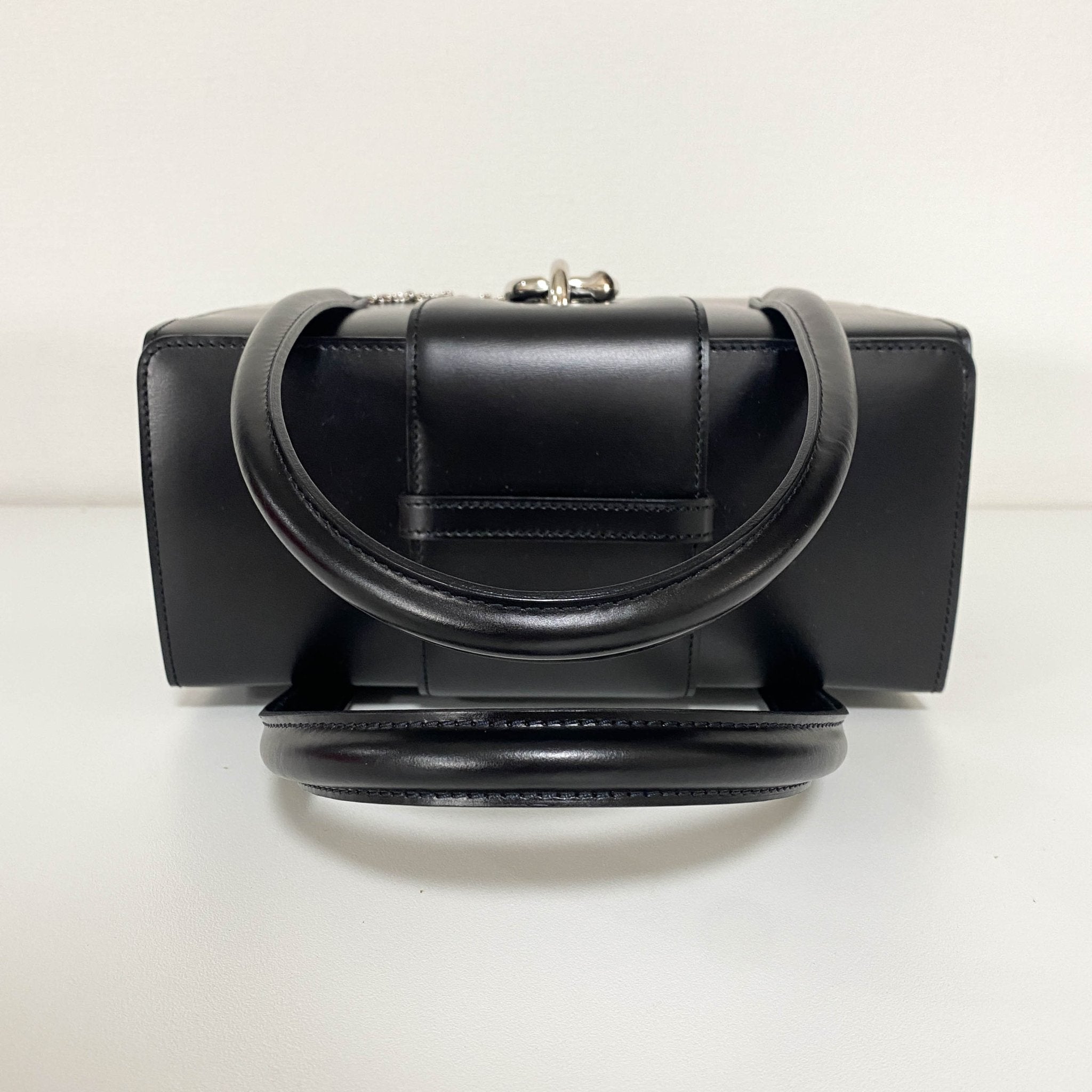CARTIER Panthère de Cartie Black Box Calf Leather Top Handle Bag Silver Hardware, in , Sold by HIVE PRELOVED - Handle Bags, ,