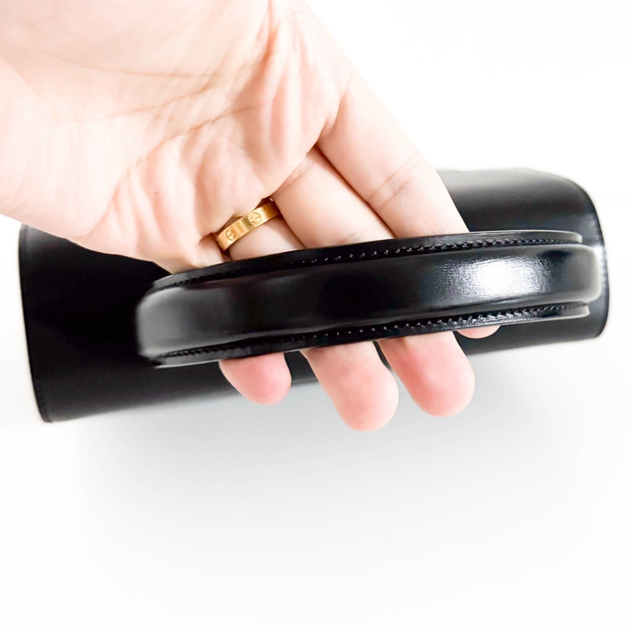 CARTIER Panthère de Cartie Black Calf Leather Top Handle / Crossbody Bag Gold Hardware, in , Sold by HIVE PRELOVED - Crossbody bags, Handle Bags,