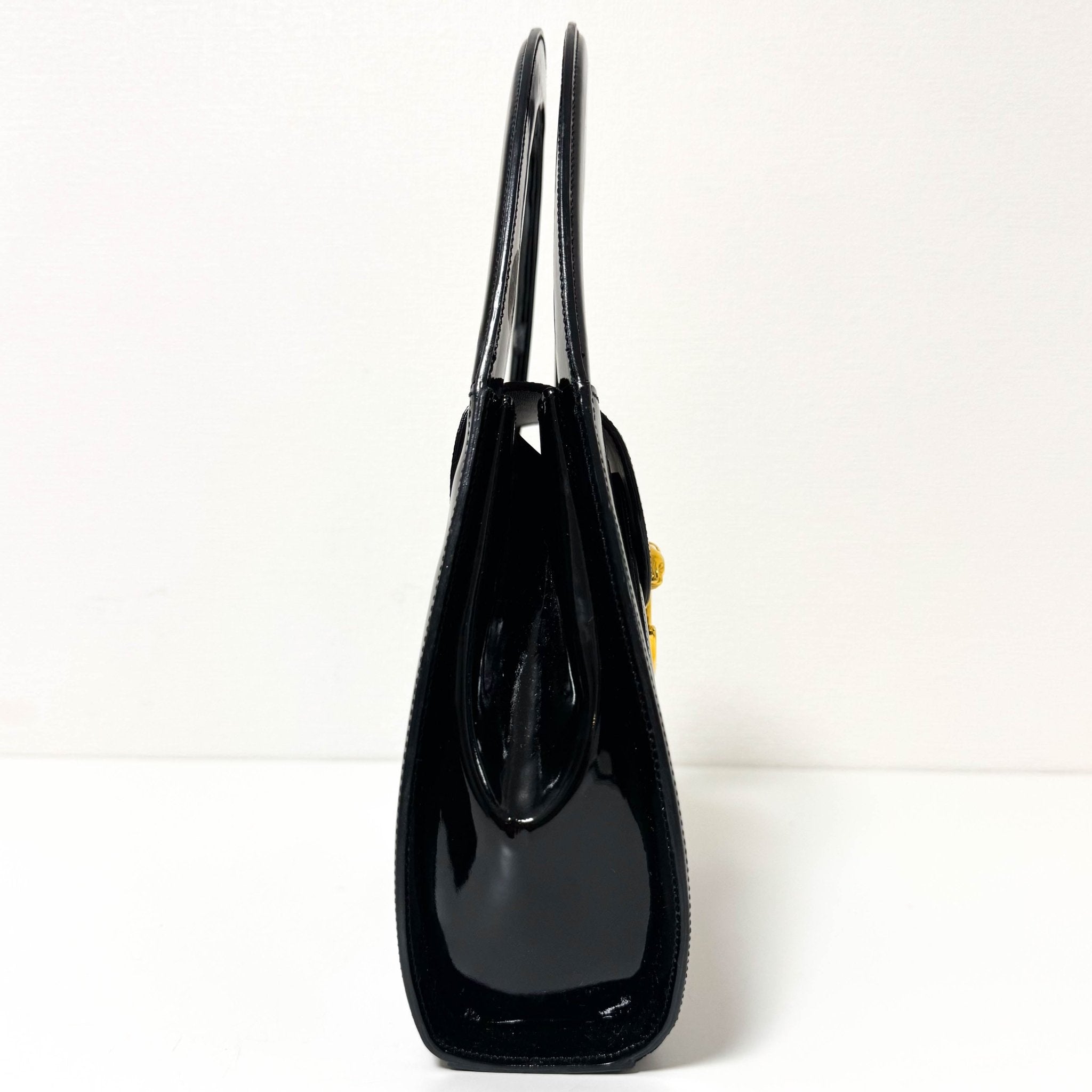 CARTIER Panthère de Cartier Black Patent Leather Top Handle Bag Gold Hardware, in , Sold by HIVE PRELOVED - Handle Bags, ,