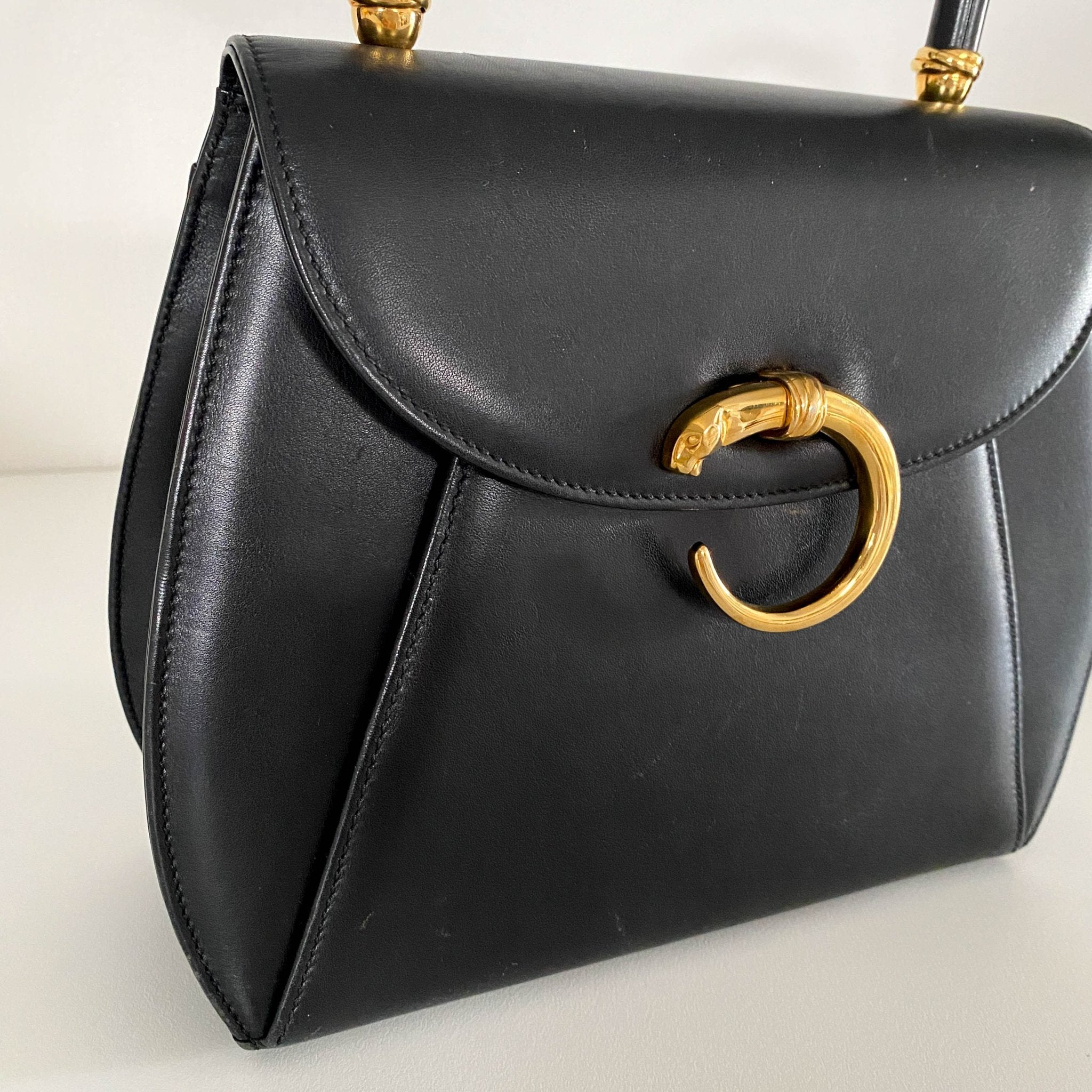 CARTIER Panthère Leather Top Handle bag Black, in , Sold by HIVE PRELOVED - Handle Bags, ,
