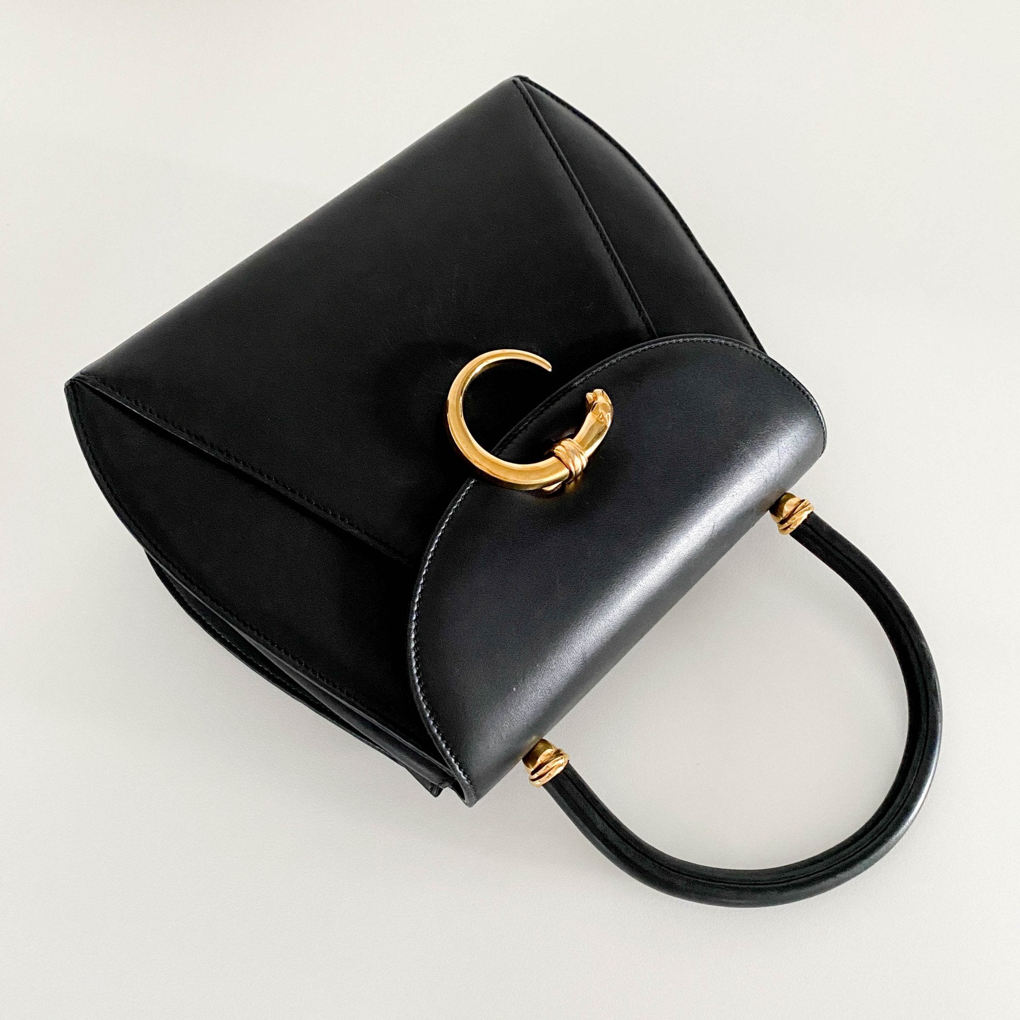 CARTIER Panthère Leather Top Handle bag Black, in , Sold by HIVE PRELOVED - Handle Bags, ,