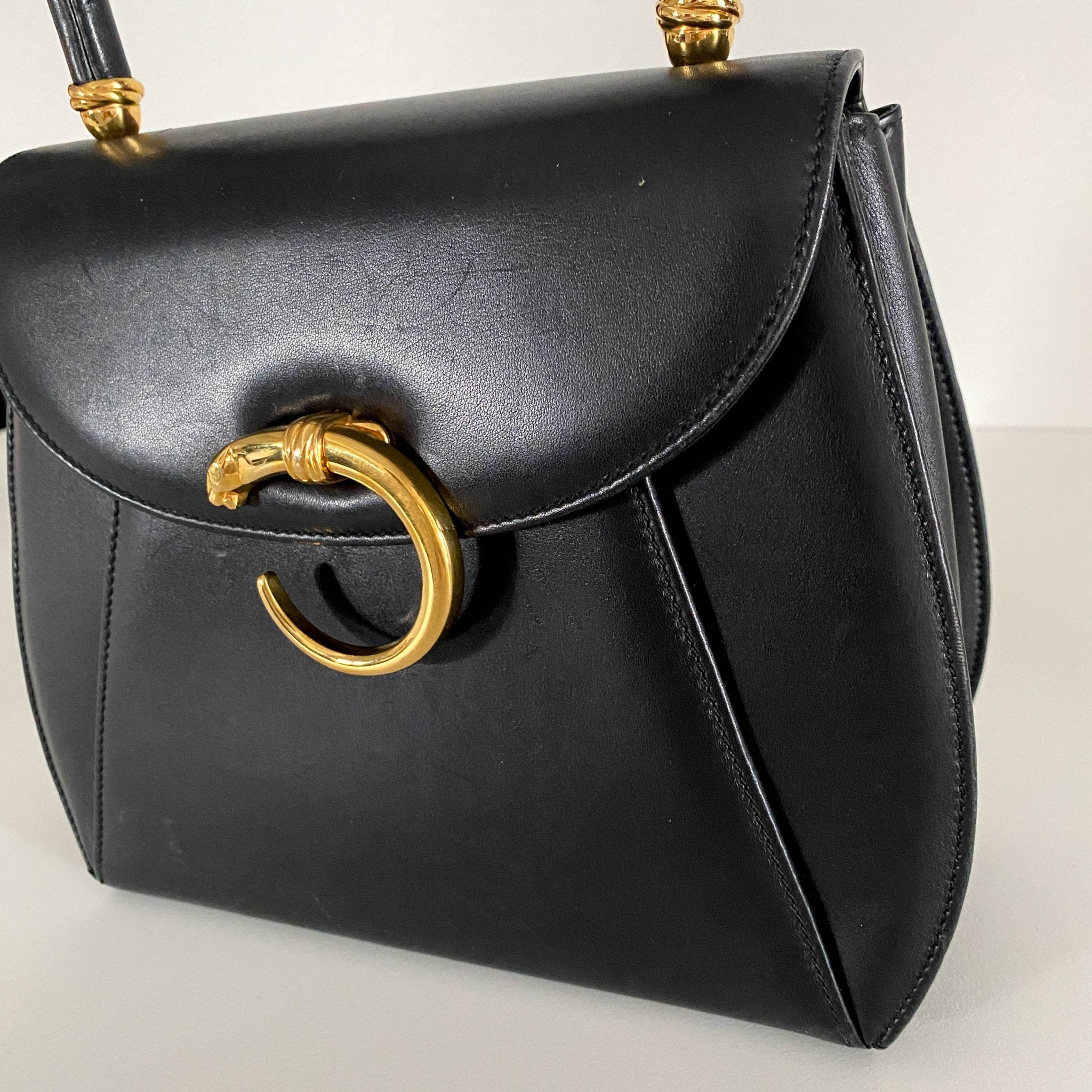 CARTIER Panthère Leather Top Handle bag Black, in , Sold by HIVE PRELOVED - Handle Bags, ,