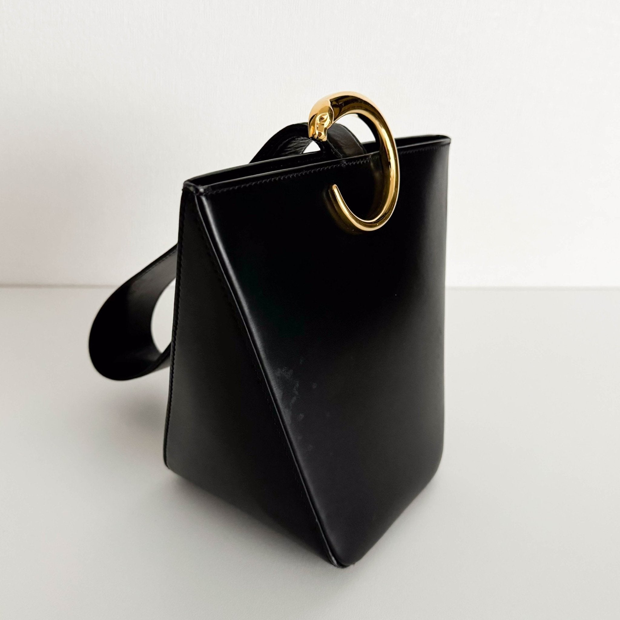 CARTIER Panthère Leather Top Handle bag Black Mini, in , Sold by HIVE PRELOVED - Handle Bags, ,