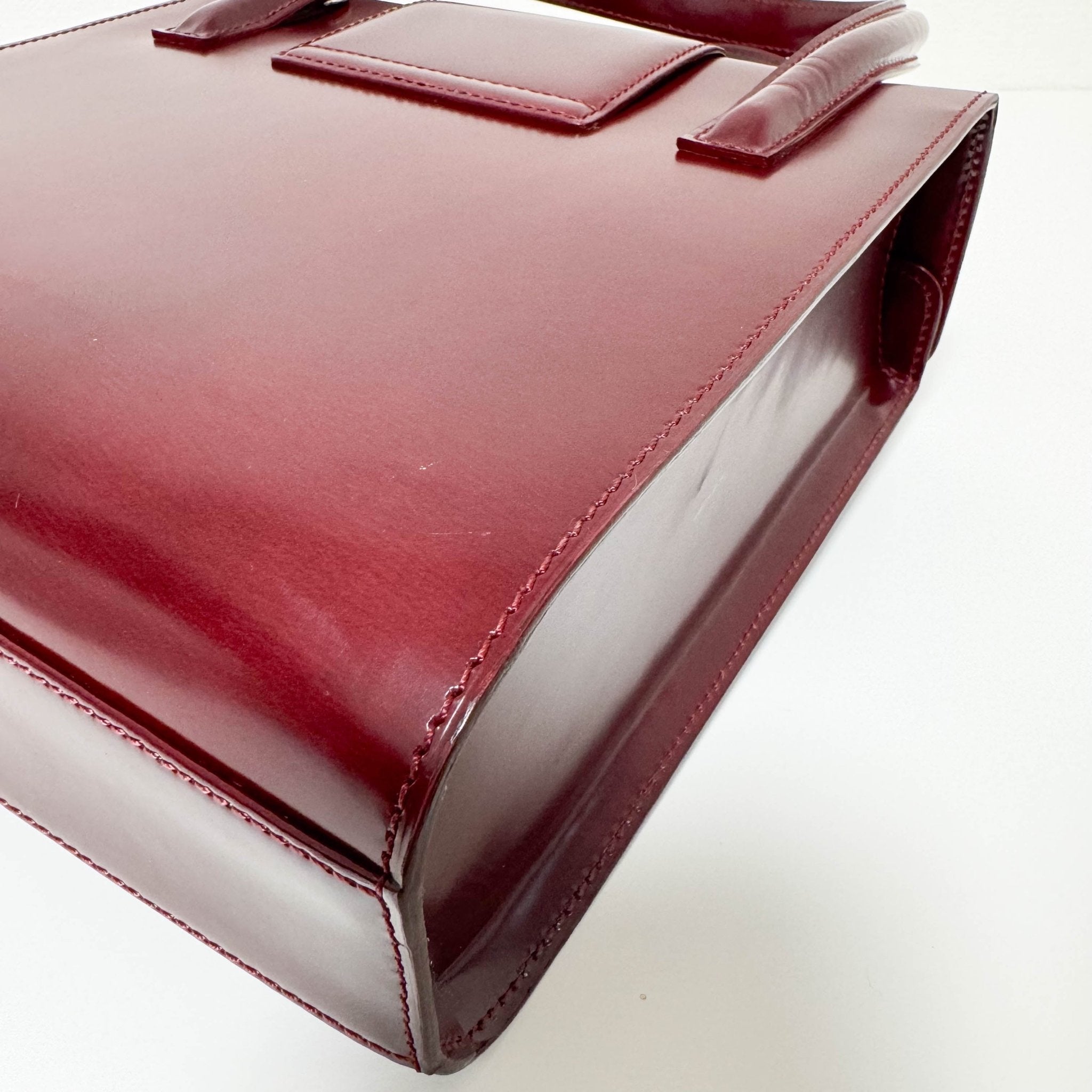 Cartier Panthère Silver Metal Bordeaux Leather Top Handle Shoulder Bag, in , Sold by HIVE PRELOVED - Handle Bag, Shoulder Bag