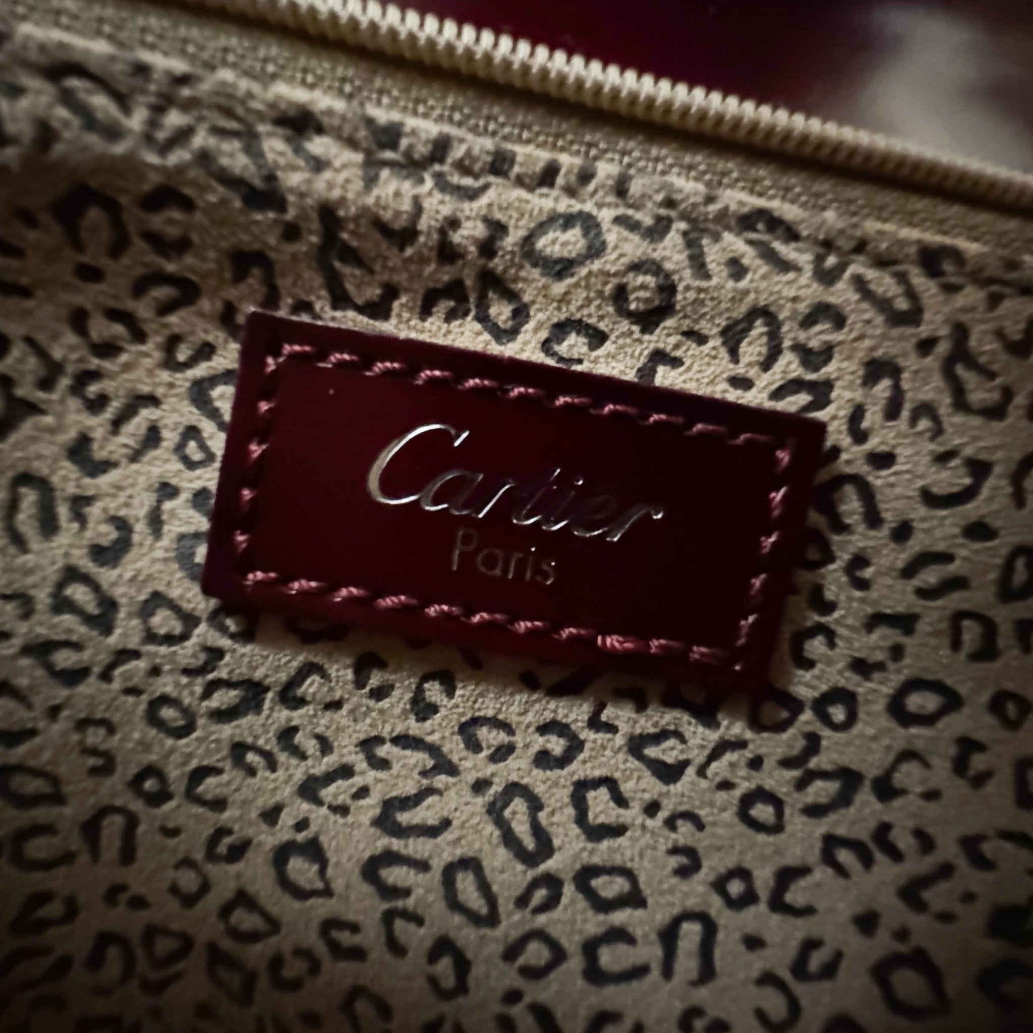 Cartier Panthère Silver Metal Bordeaux Leather Top Handle Shoulder Bag, in , Sold by HIVE PRELOVED - Handle Bag, Shoulder Bag