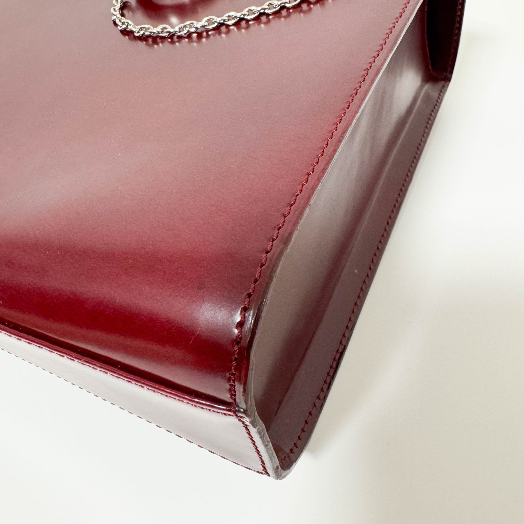 Cartier Panthère Silver Metal Bordeaux Leather Top Handle Shoulder Bag, in , Sold by HIVE PRELOVED - Handle Bag, Shoulder Bag