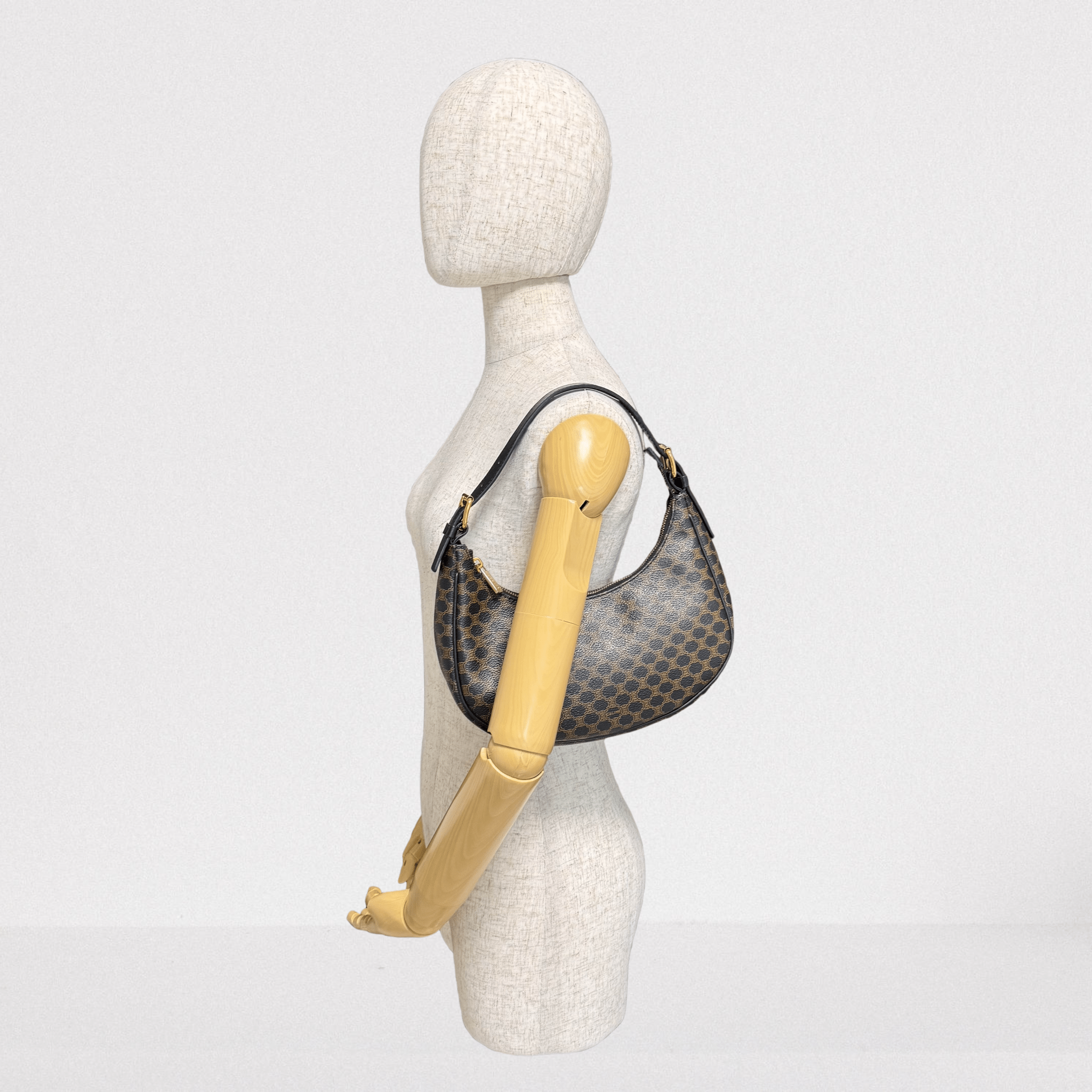 CELINE Ava Black Macadam Triomphe Hobo Shoulder Bag, in , Sold by HIVE PRELOVED - Shoulder Bags, ,