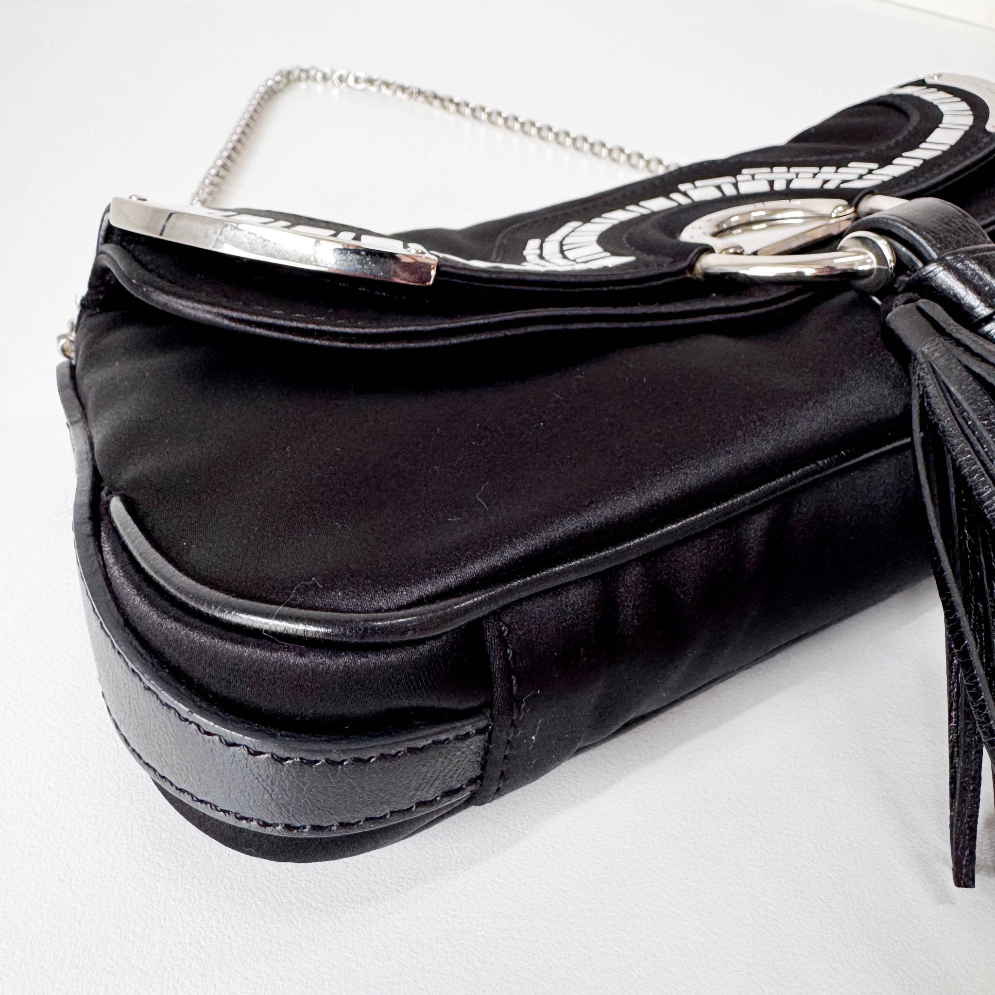 CELINE Black Satin Silver Chain Bag, in , Sold by HIVE PRELOVED - Shoulder Bags, ,