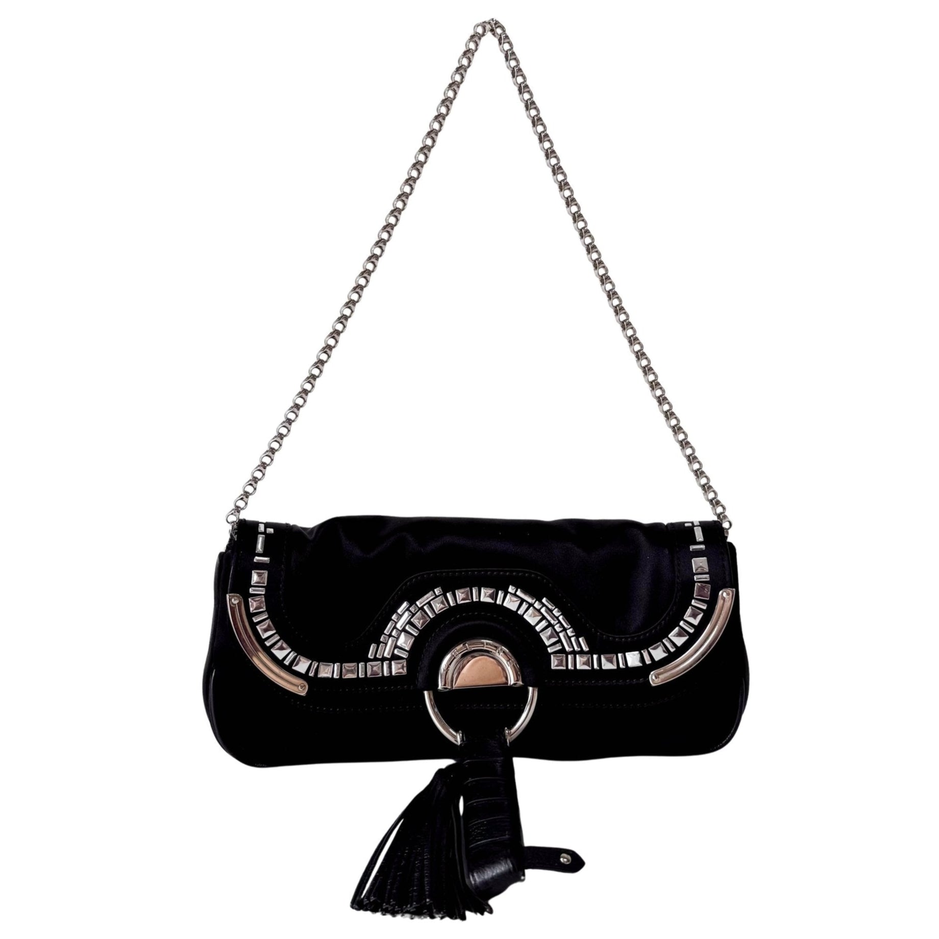 CELINE Black Satin Silver Chain Bag, in , Sold by HIVE PRELOVED - Shoulder Bags, ,