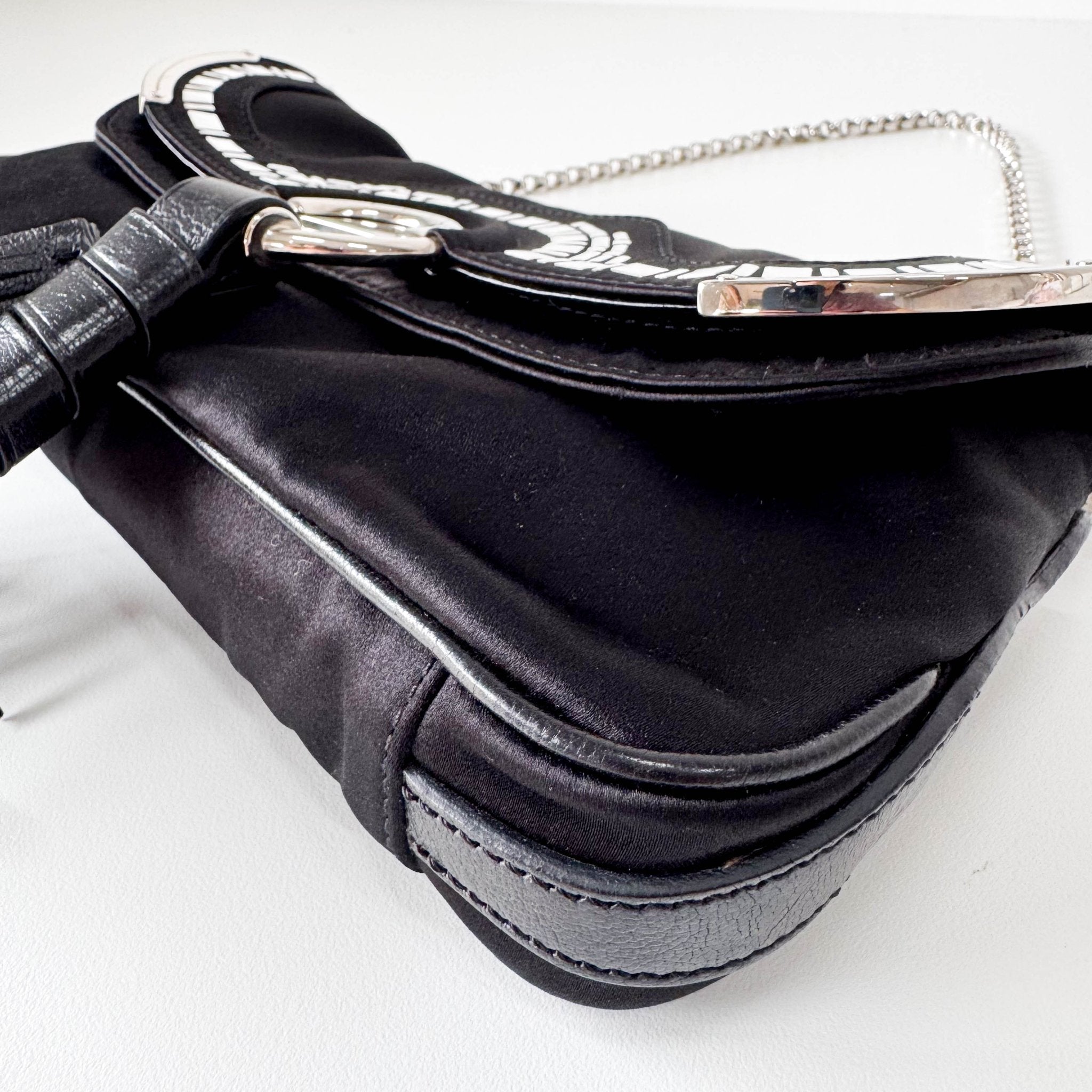 CELINE Black Satin Silver Chain Bag, in , Sold by HIVE PRELOVED - Shoulder Bags, ,