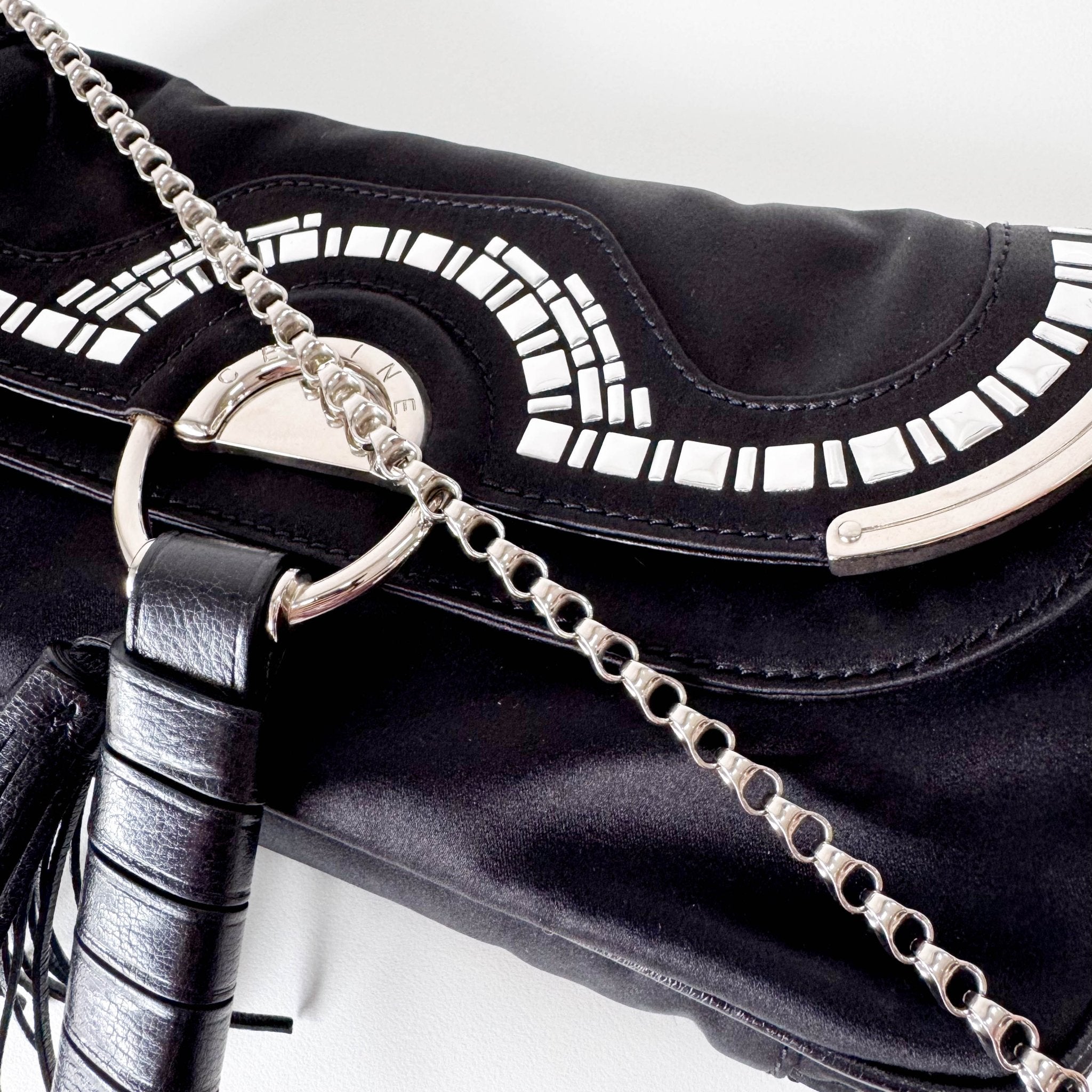 CELINE Black Satin Silver Chain Bag, in , Sold by HIVE PRELOVED - Shoulder Bags, ,