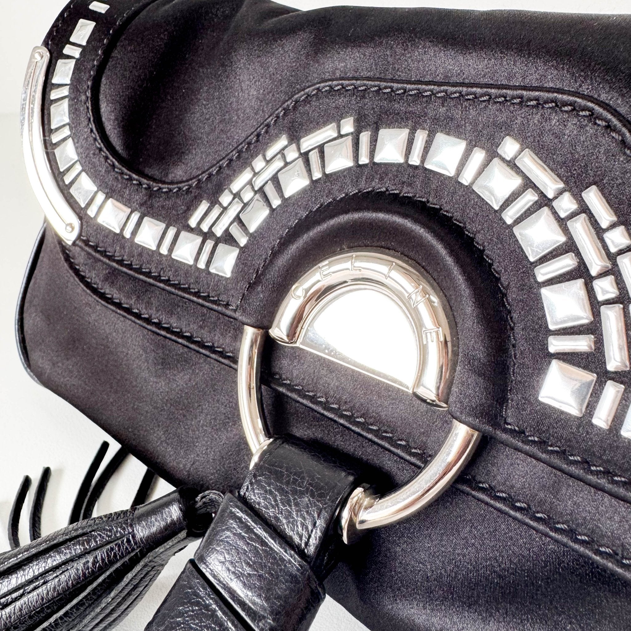 CELINE Black Satin Silver Chain Bag, in , Sold by HIVE PRELOVED - Shoulder Bags, ,