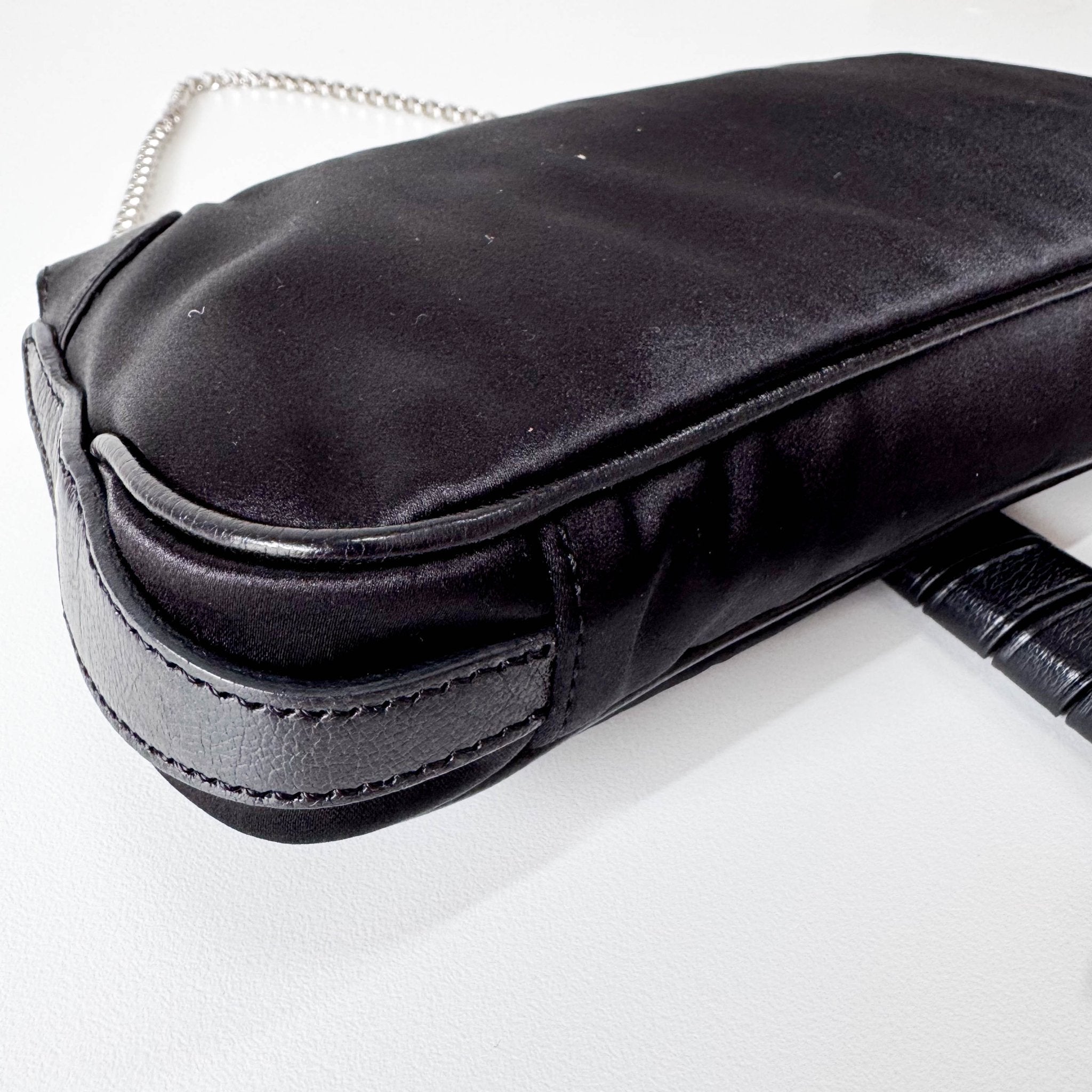 CELINE Black Satin Silver Chain Bag, in , Sold by HIVE PRELOVED - Shoulder Bags, ,