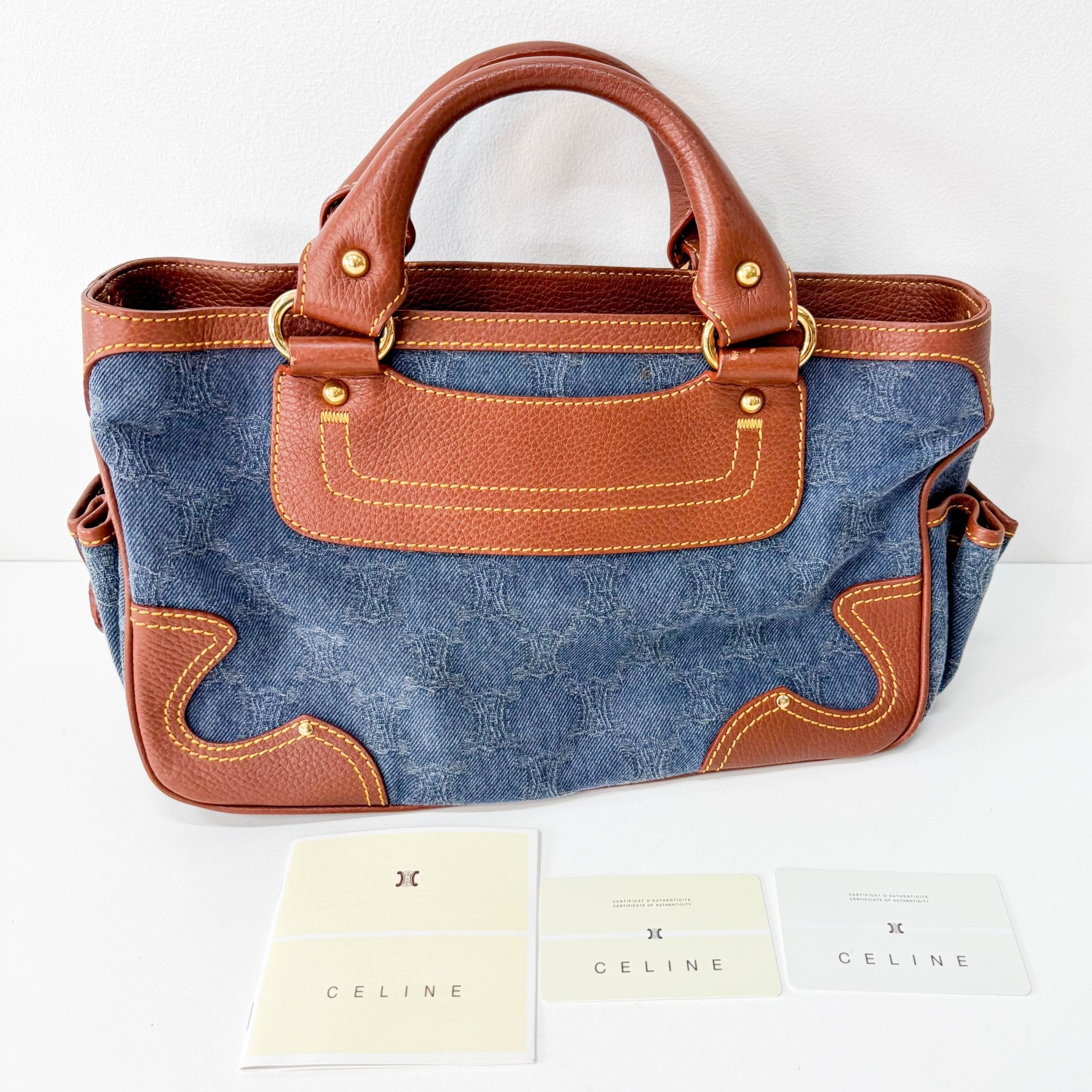 CELINE Boogie Bag in Blue Macadam Denim Handle Bag, in , Sold by HIVE PRELOVED - Handle Bags, ,