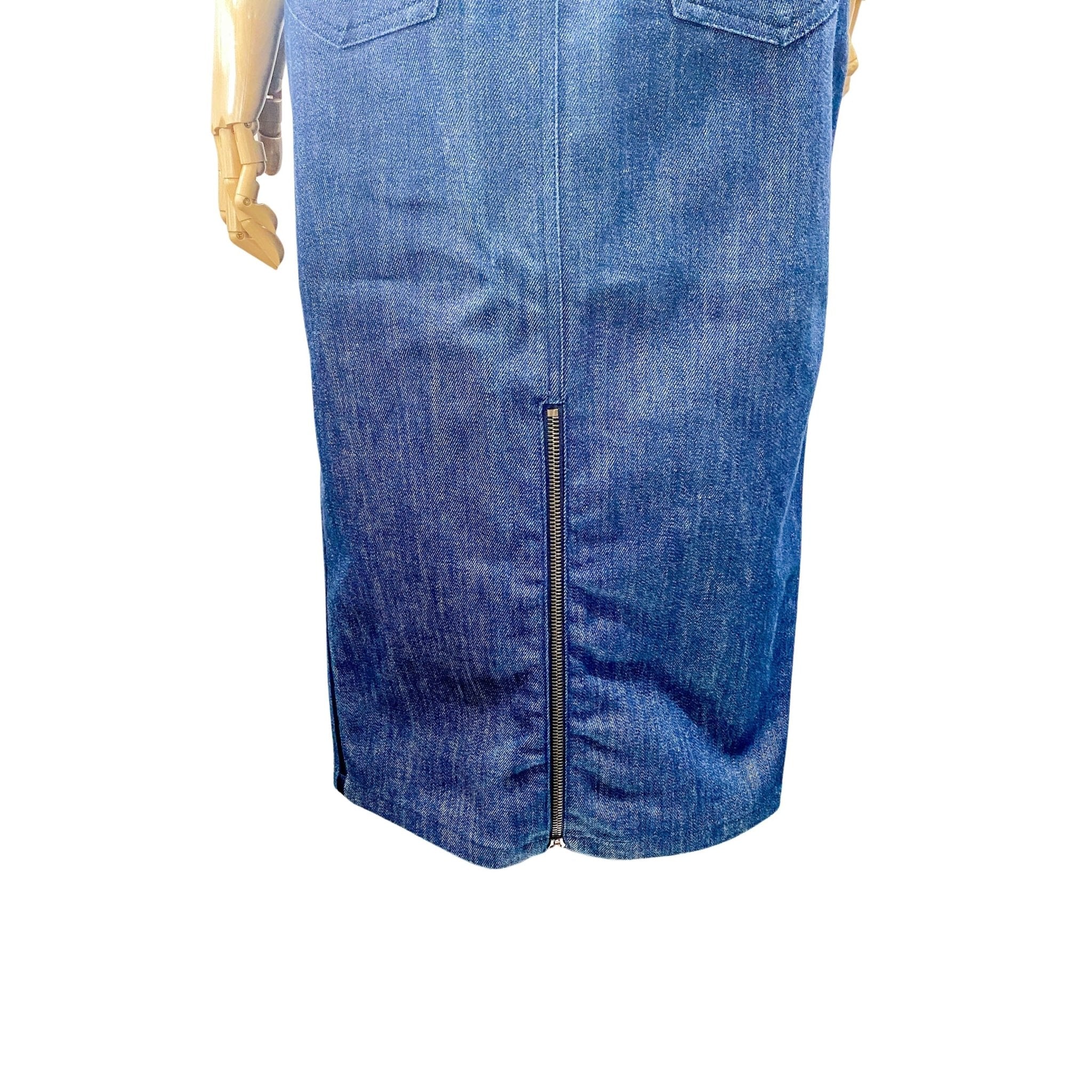 CELINE Denim Straight with Satin Details Mid Lenght Skirt, in , Sold by HIVE PRELOVED - Skirts, ,