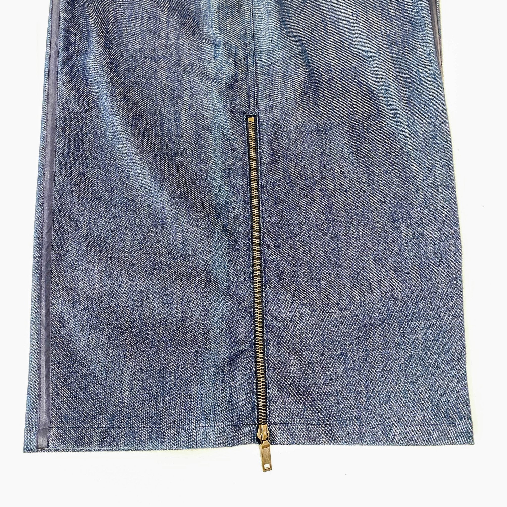 CELINE Denim Straight with Satin Details Mid Lenght Skirt, in , Sold by HIVE PRELOVED - Skirts, ,
